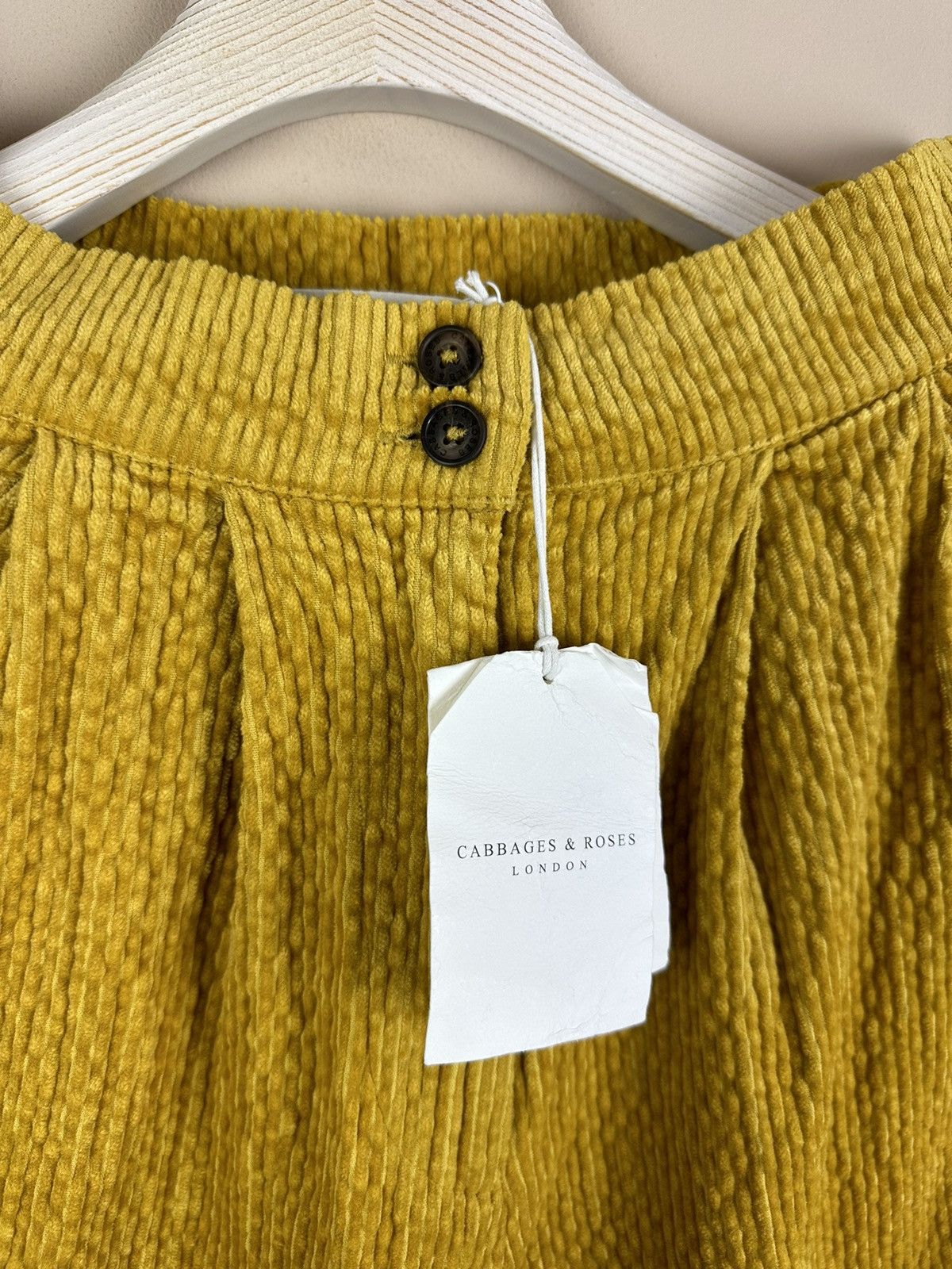 Margaret Howell CABBAGES & ROSES Yellow Corduroy Wide Cropped Trousers Pants Size 27" / US 4 / IT 40 - 13 Thumbnail