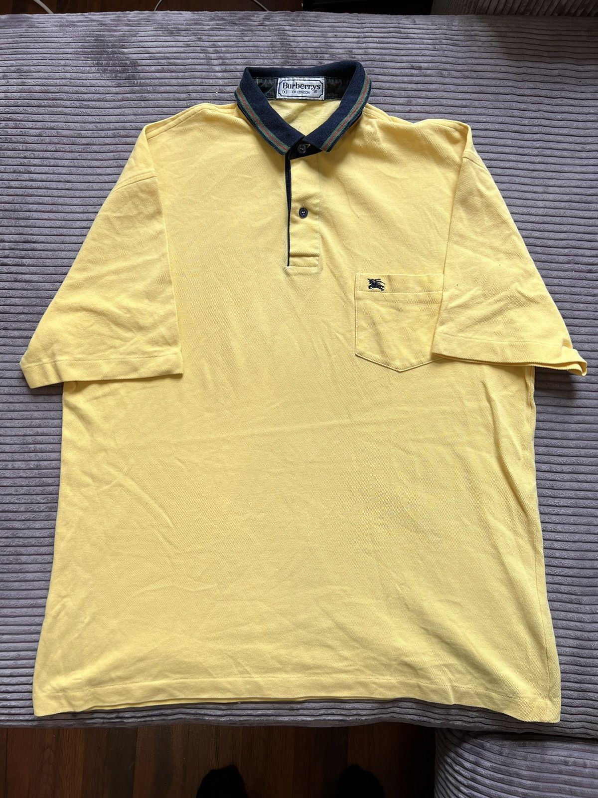 Burberry Vintage 80s Burberrys Vintage Yellow Polo Shirt XL Hype Size US XL / EU 56 / 4 - 2 Thumbnail