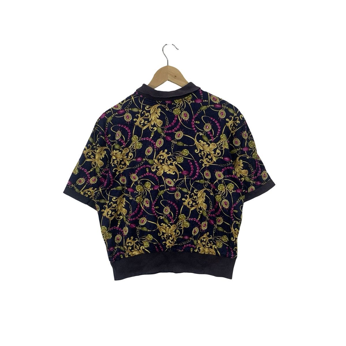 Vintage Vintage LEILIAN ORNATE FLORAL Print Knit Polo Shirt Size US M / EU 48-50 / 2 - 7 Thumbnail