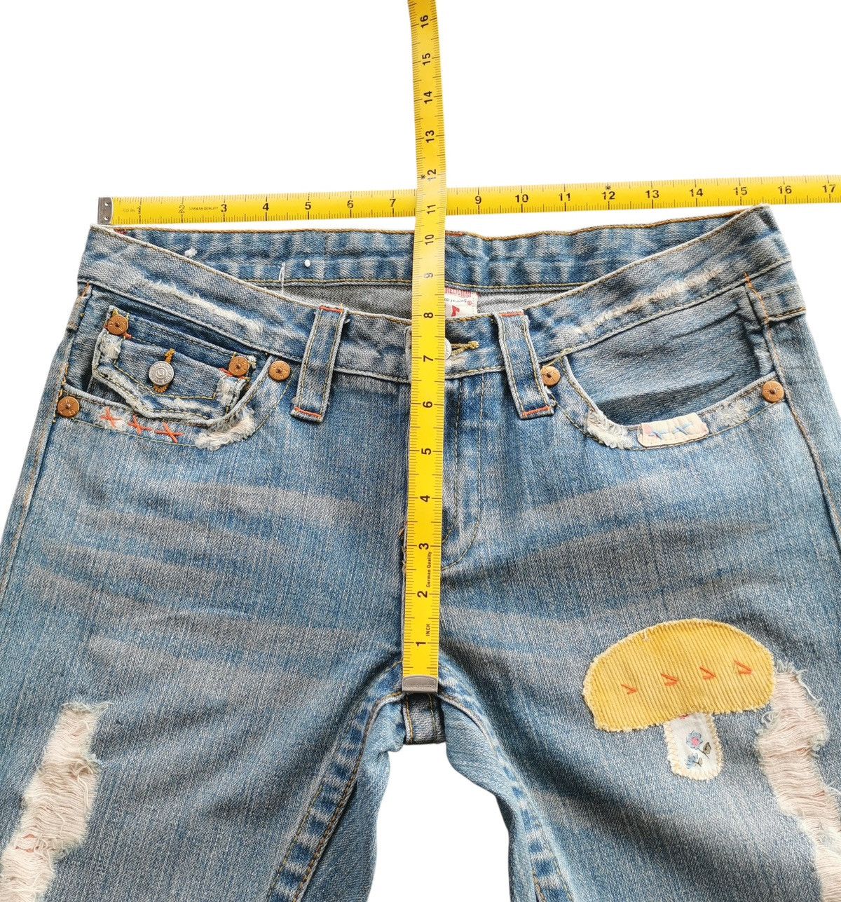 True Religion True Religion Cropped Flare Patchwork Jeans Size US 31 - 11 Thumbnail