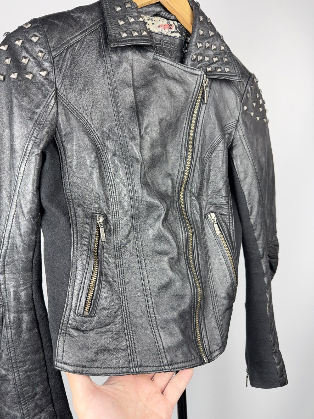 Genuine Leather Vintage Punk Rock Avant Garde Gothic Bomber Leather Jacket Size S / US 4 / IT 40 - 7 Thumbnail