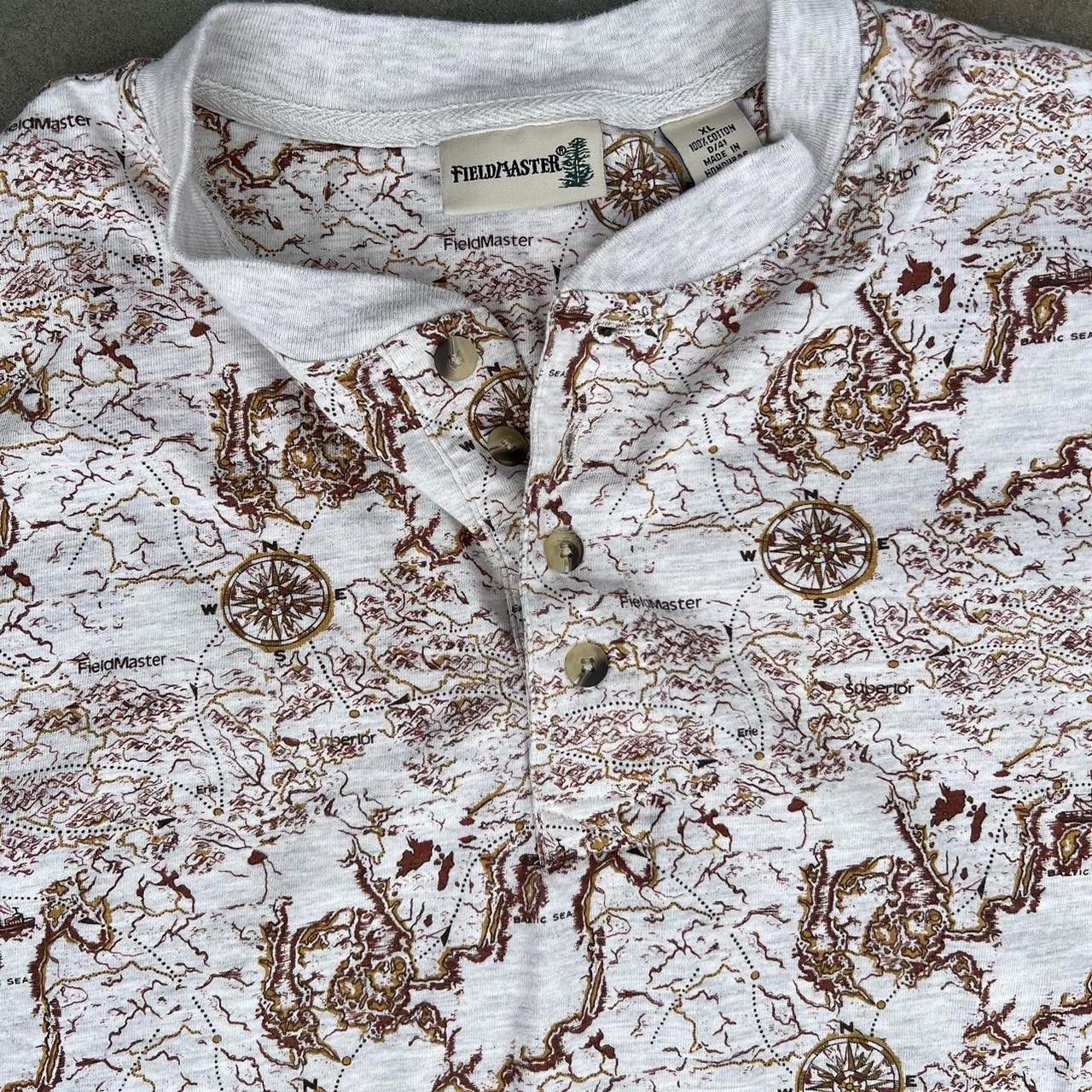 Fieldmaster Y2K Compass Map Pattern Short Sleeve Henley T-Shirt Size US XL / EU 56 / 4 - 3 Thumbnail