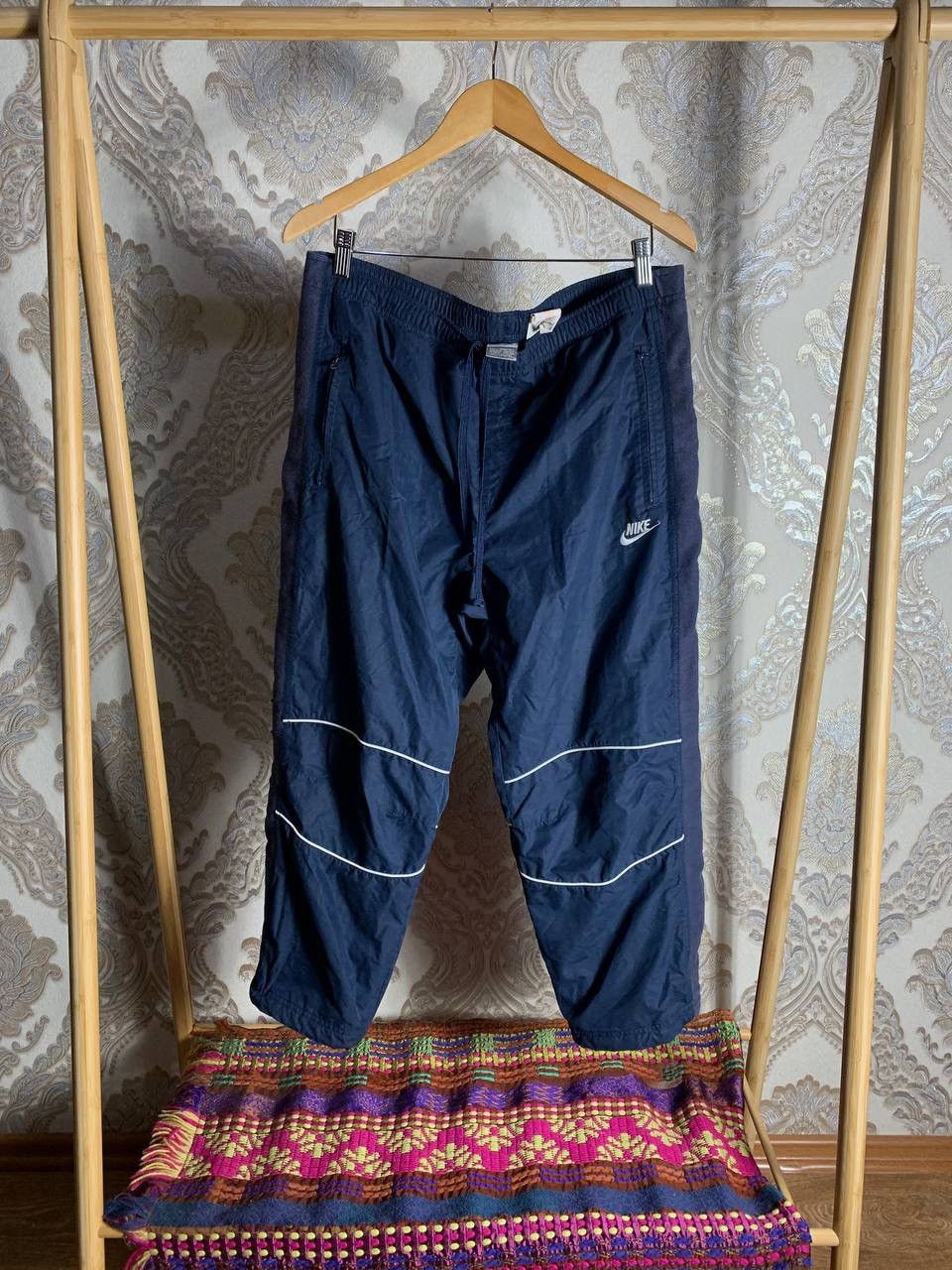 Nike × Vintage VERY RARE NIKE NYLON SWEATPANTS RETRO DRILL SWOOSH Y2K 90s Size US 34 / EU 50 - 1 Thumbnail