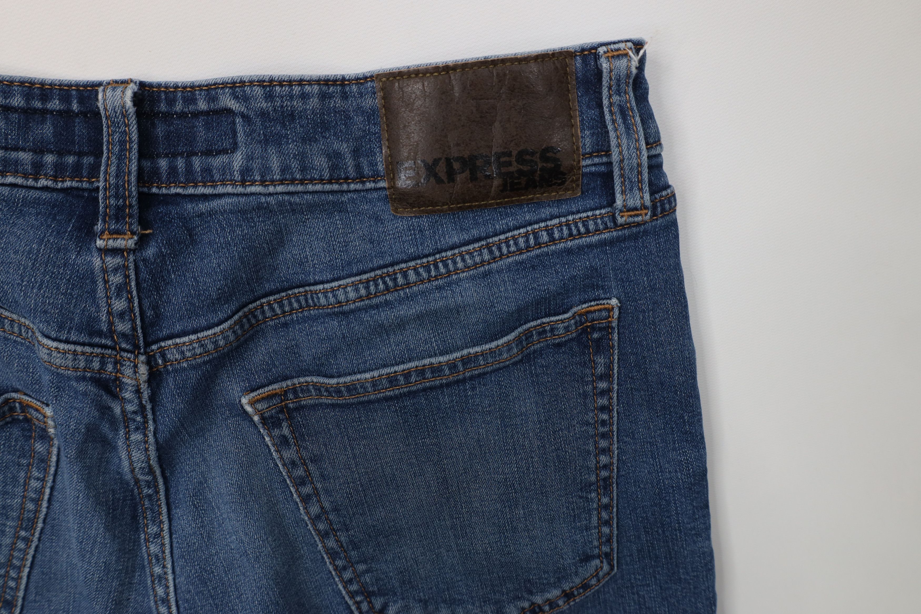 Express Express Stretch Rocco Slim Fit Straight Leg Denim Jeans Blue Size US 31 - 14 Thumbnail