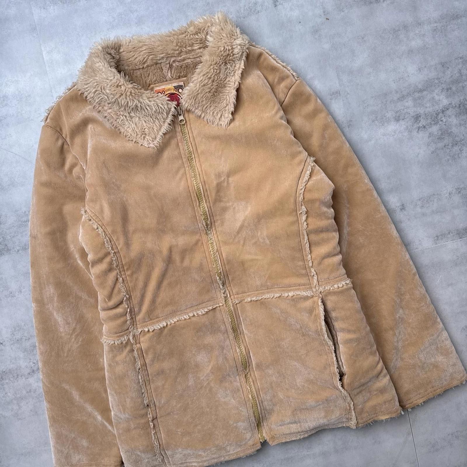 Other Y2K Beige Sixty 7 Faux Suede Outer Jacket Size M / US 6-8 / IT 42-44 - 2 Thumbnail