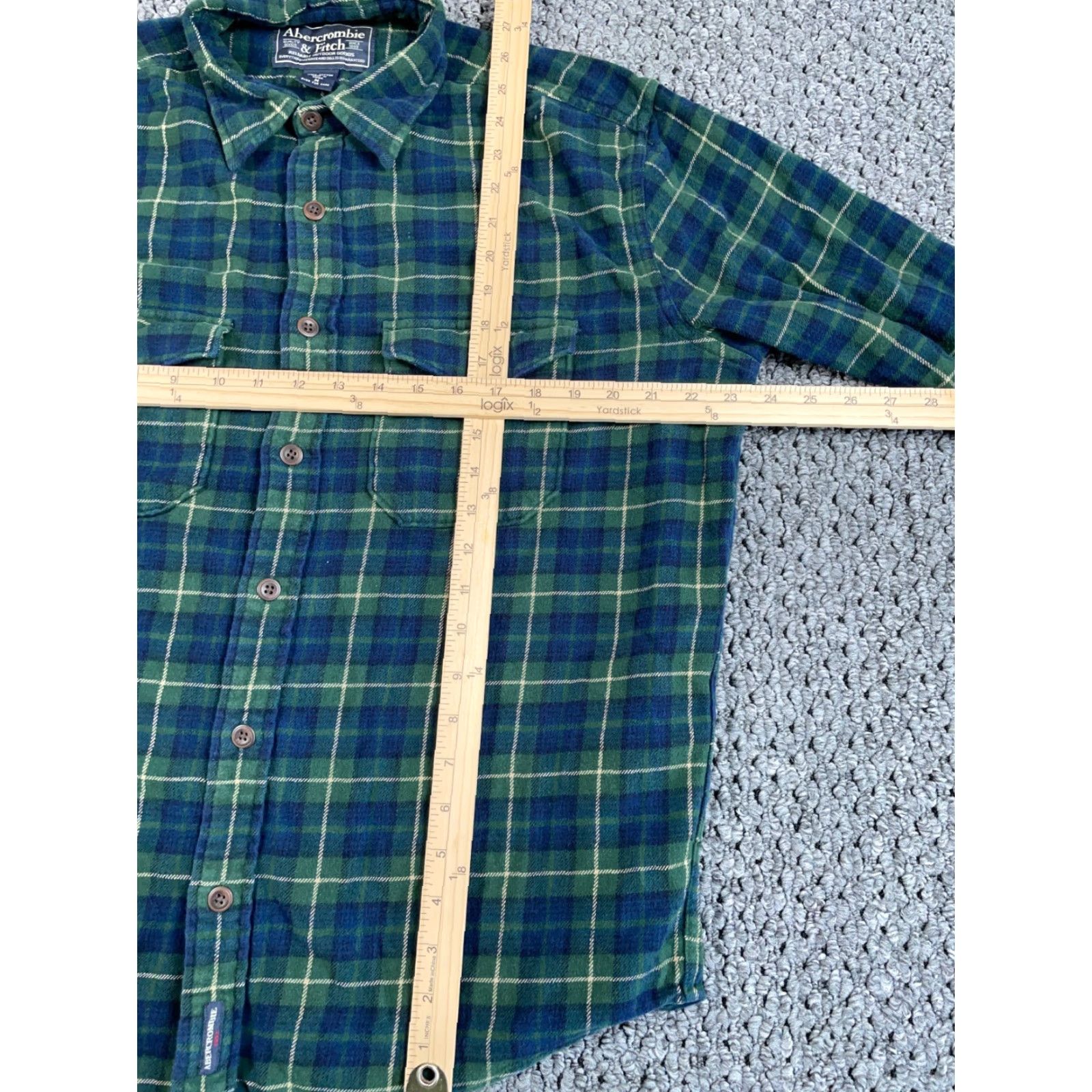 Abercrombie & Fitch VINTAGE Abercrombie & Fitch Oversized Flannel Shirt Men Medium Green Blue Tartan 90s Grunge Retro Size US M / EU 48-50 / 2 - 4 Thumbnail