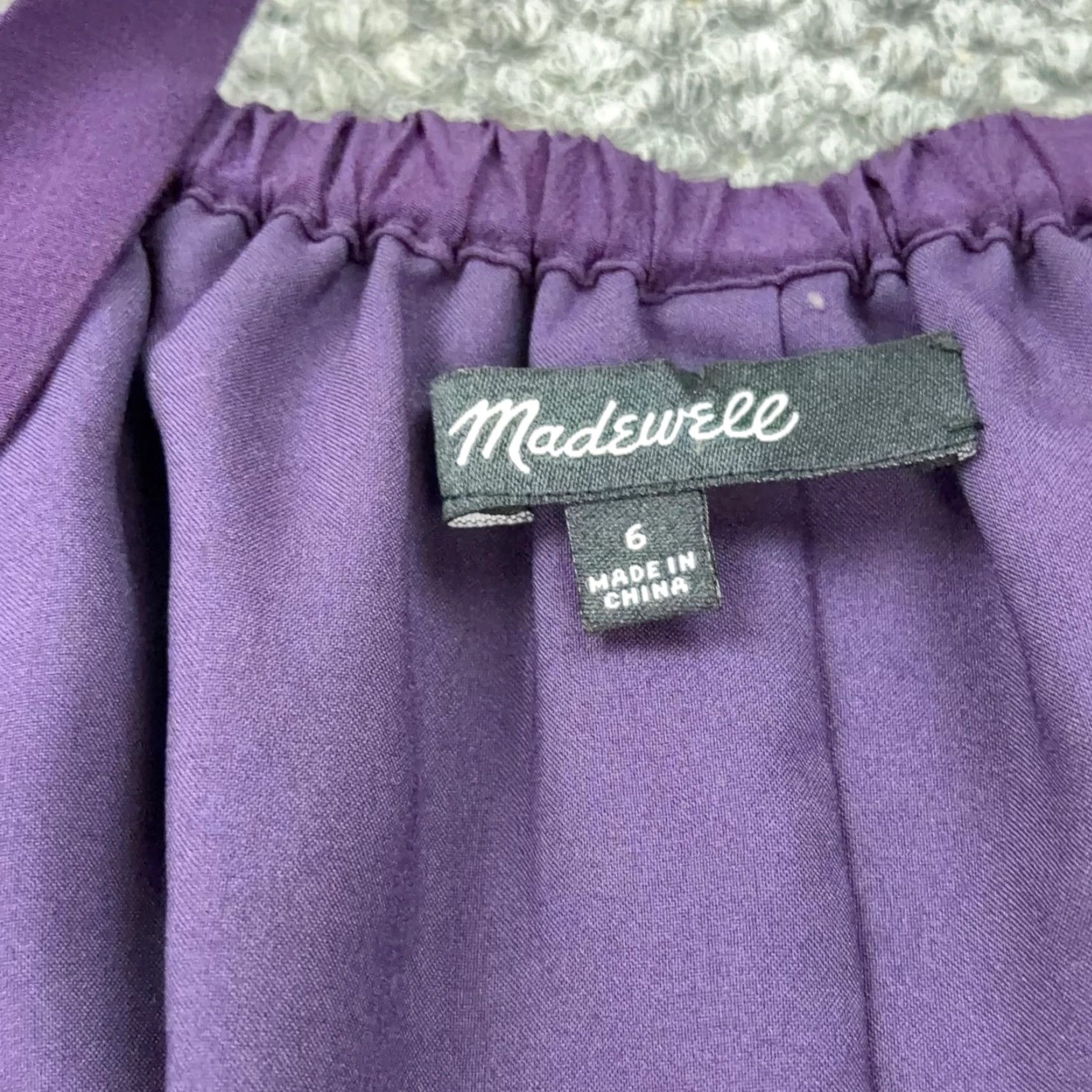 Madewell Madewell Shift Dress Womens 6 Purple Silk Off Shoulder Cold Shoulder Tie Sleeve Short 3/4 Sleeve Solid Casual Party Womens Size M / US 6-8 / IT 42-44 - 6 Thumbnail