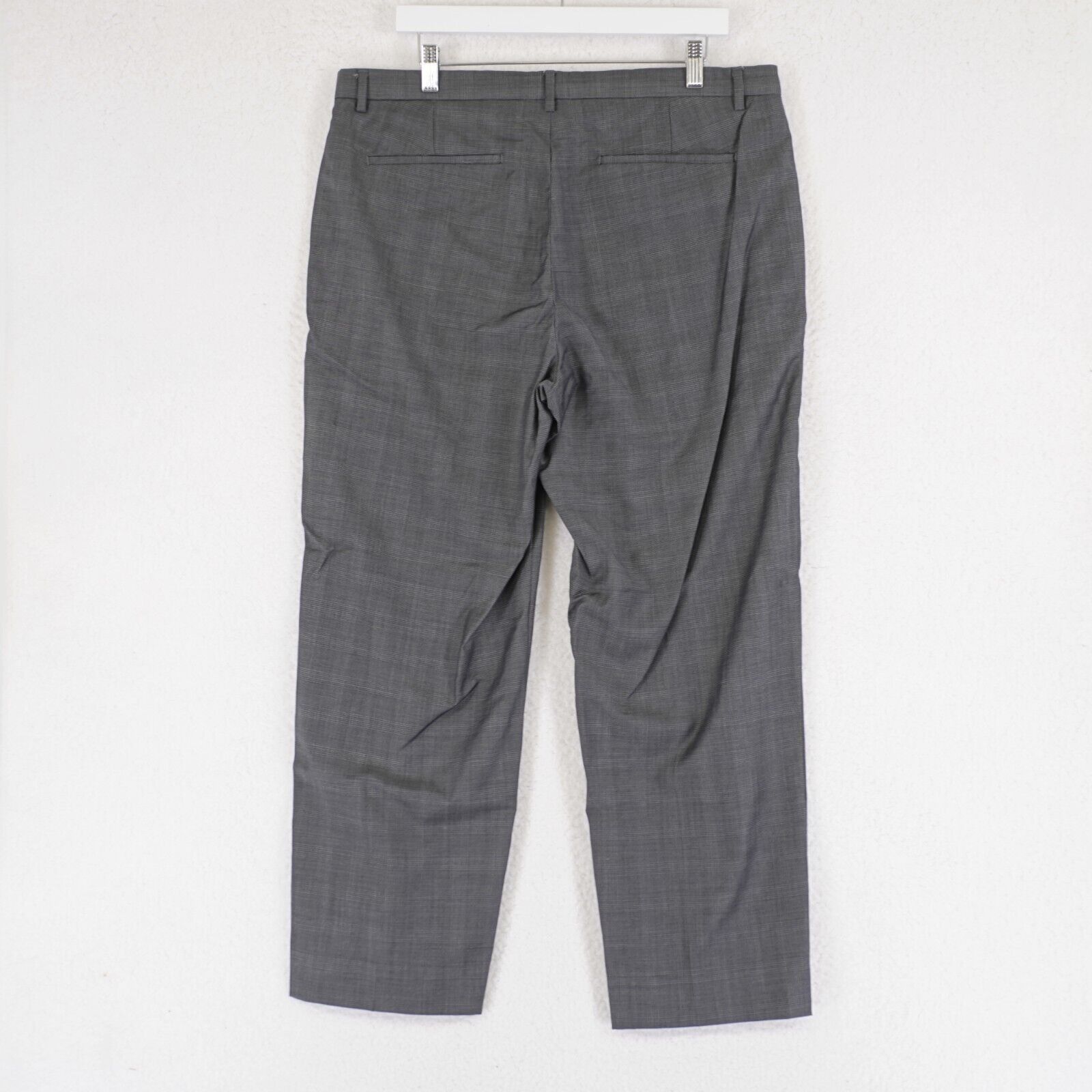 Calvin Klein Calvin Klein Gray Wool Plaid Mid Rise Flat Front Dress Pants Size 36R - 4 Thumbnail