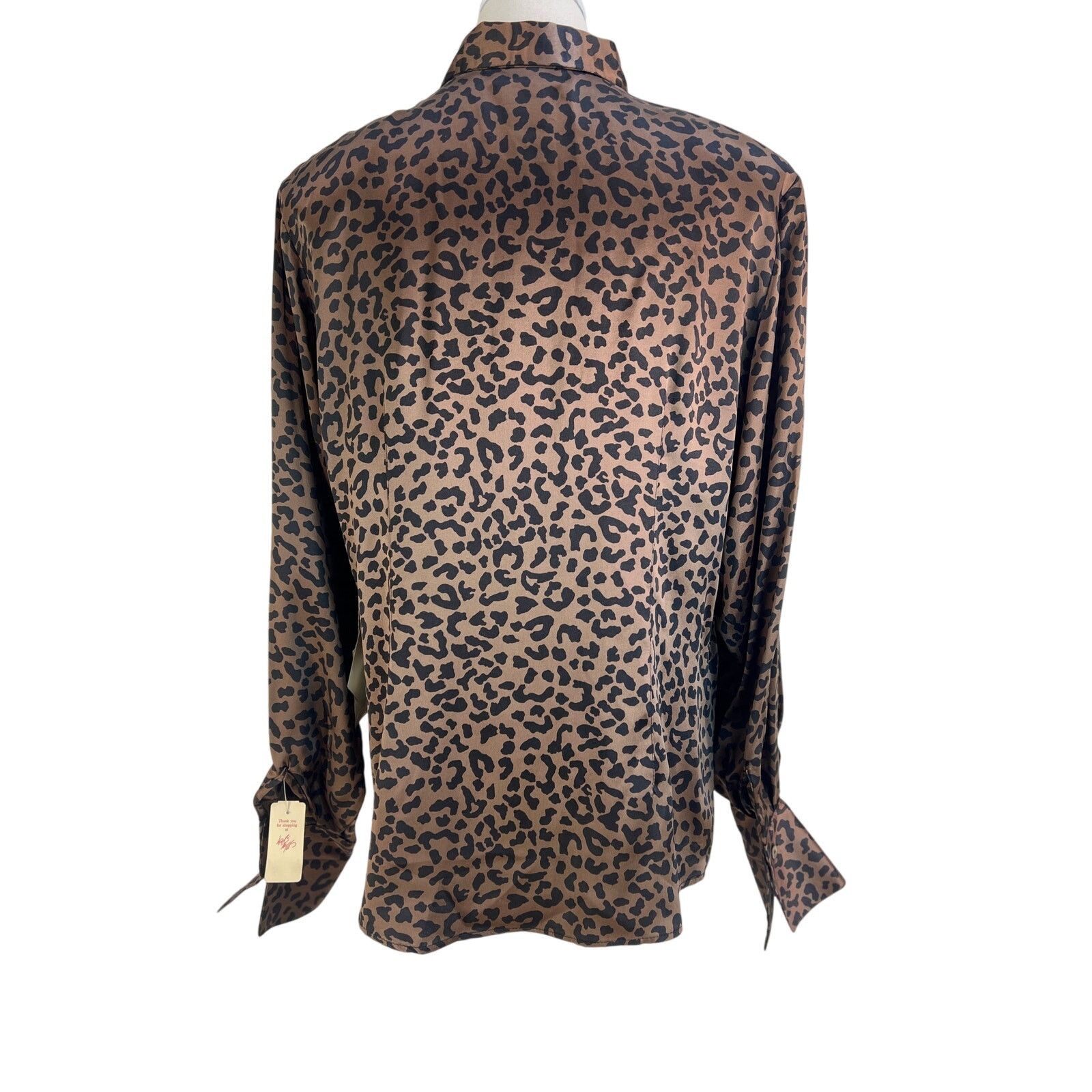 Vintage Vintage Y2K Lord & Taylor Silk Brown Leopard Printed Shirt Size XL / US 12-14 / IT 48-50 - 11 Thumbnail