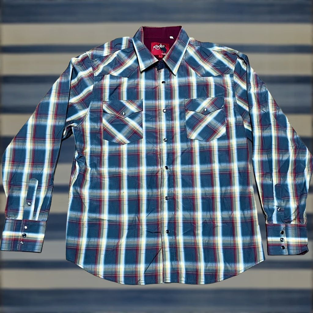 Vintage VINTAGE Rodeo Button-Up Plaid Shirt XL Mens Long Sleeve Western Wear Size US XL / EU 56 / 4 - 1 Thumbnail