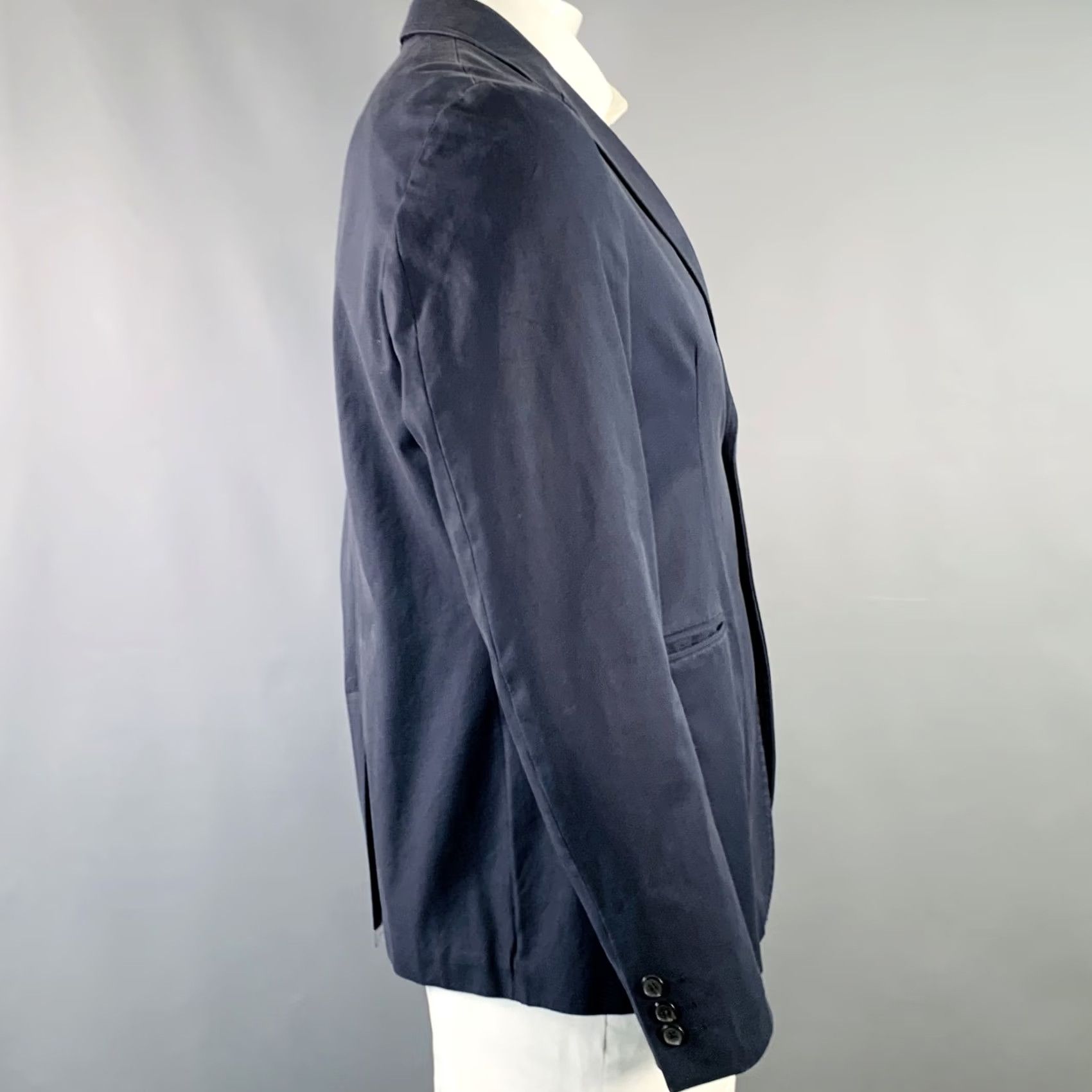 Raf Simons RAF SIMONS Size 42 Regular Navy Cotton Notch Lapel Sport Coat Size US XS / EU 42 / 0 - 2 Thumbnail