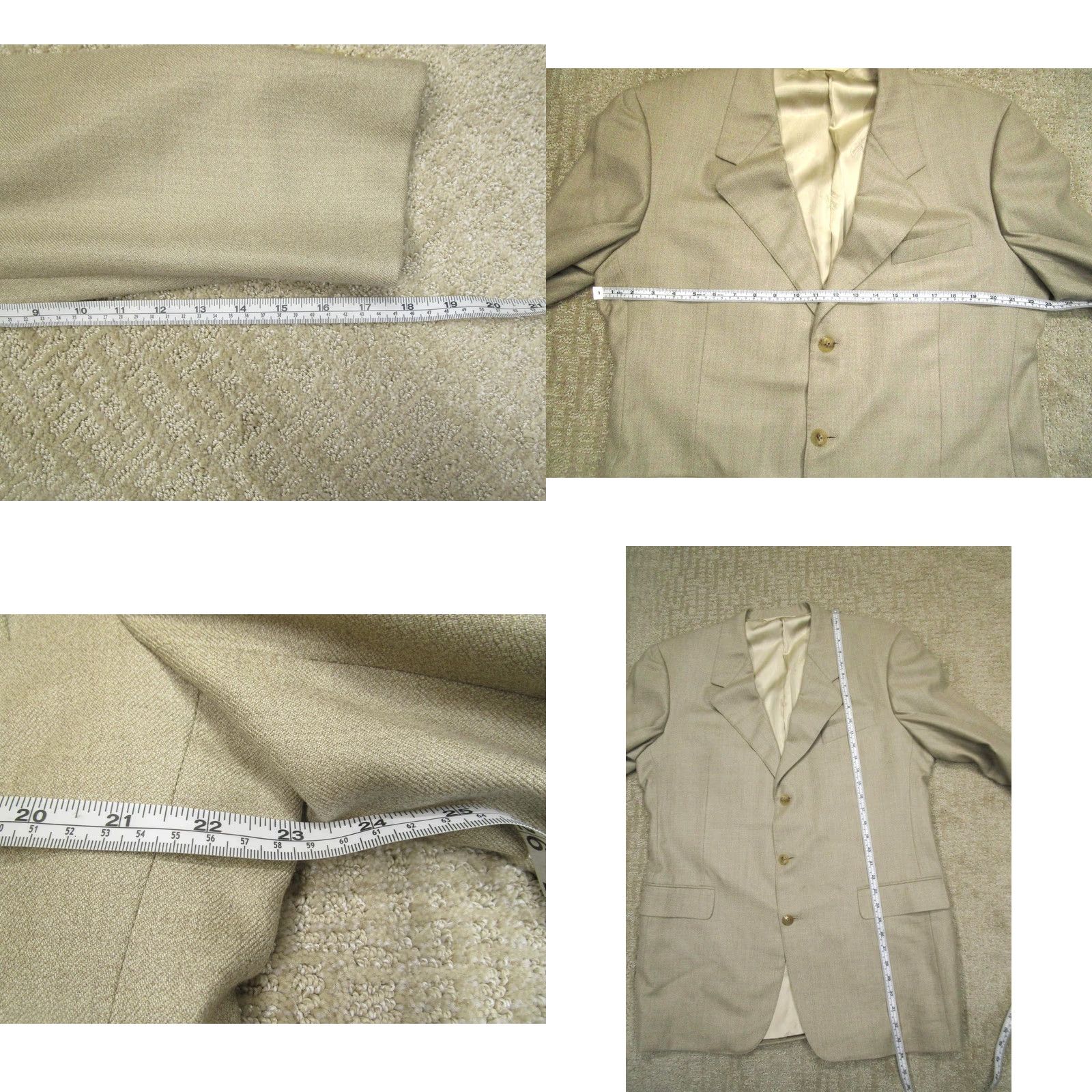 Loro Piana Hickey Freeman Sport Coat Beige Cashmere 2 Piece Blazer Men 43 Long Vintage 100% Loro Piana USA Men Size 46R - 8 Thumbnail