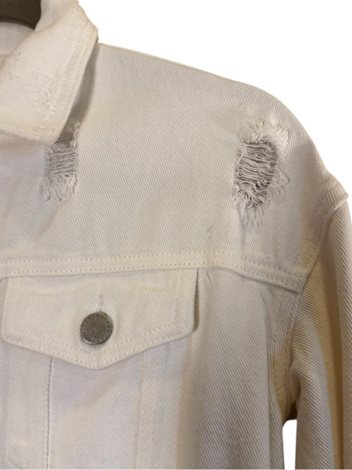 Other HipChik Distressed White Denim Jean Jacket Studded Skull Size S / US 4 / IT 40 - 3 Thumbnail