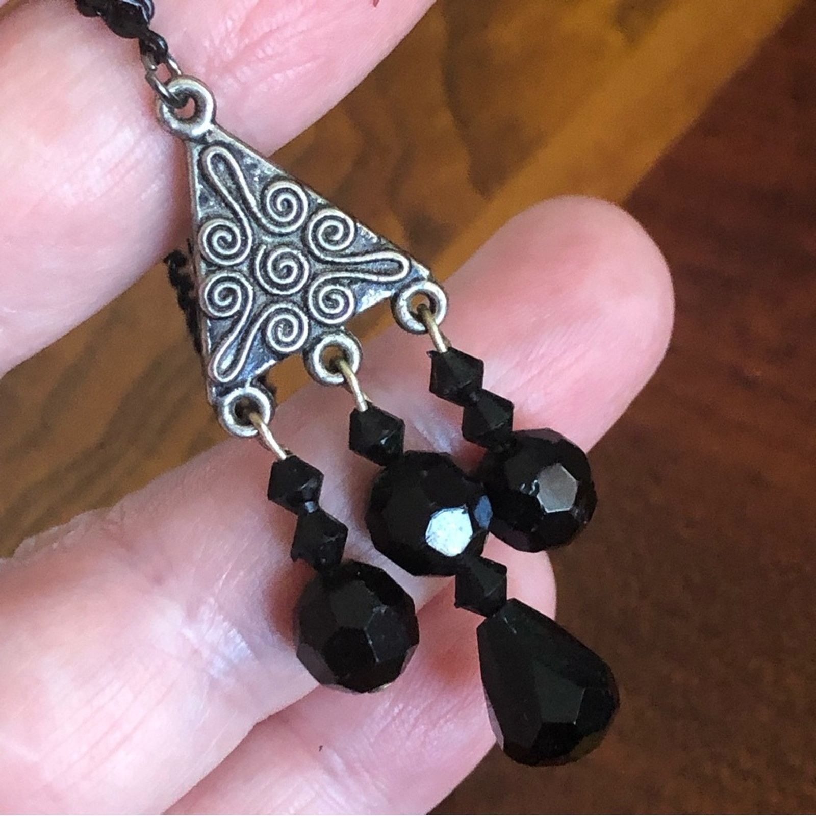 Handmade Vintage repurpose faceted black glass necklace Size ONE SIZE - 8 Thumbnail