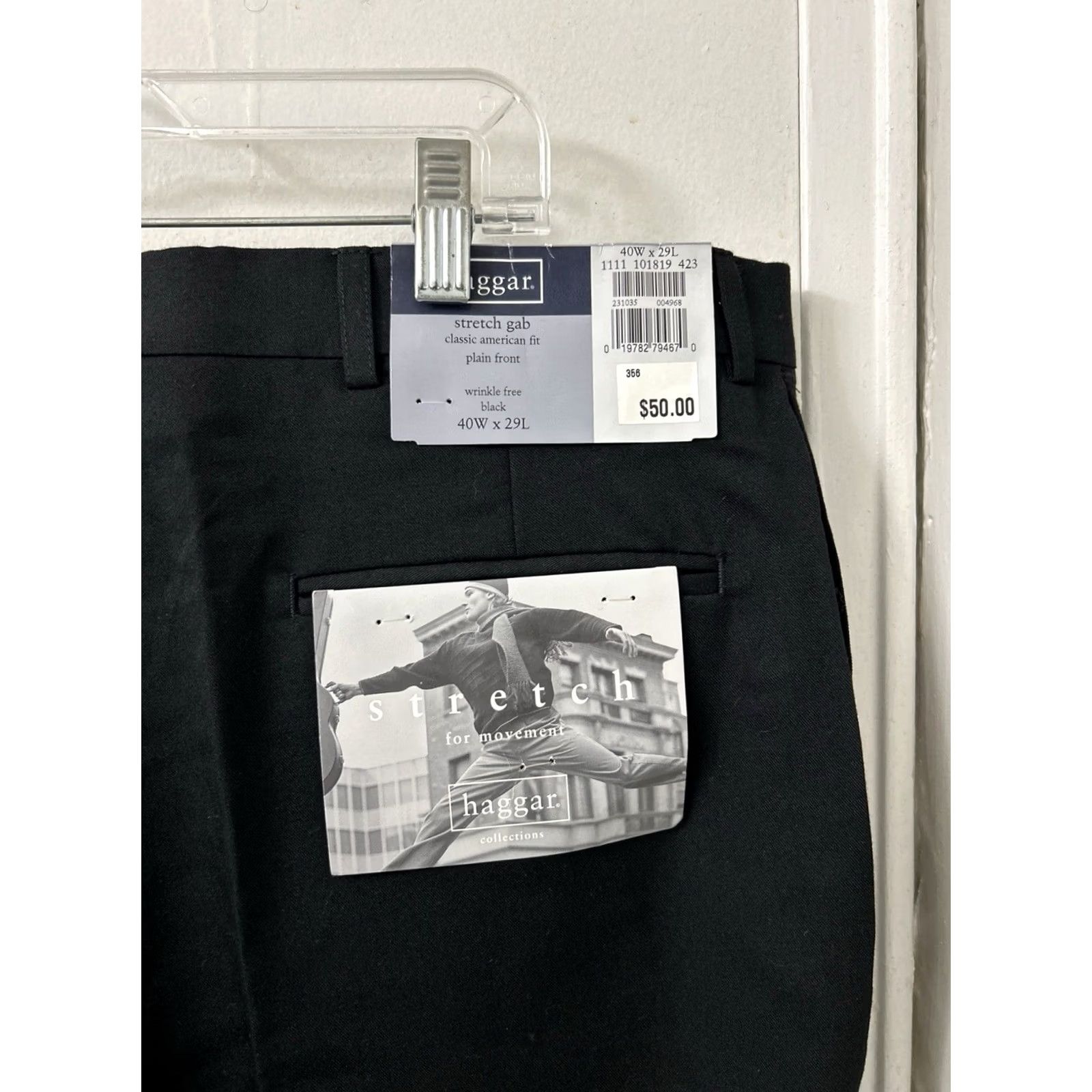 Haggar VINTAGE Haggar Stretch Gab Pants Mens 40x29 Black Classic Fit Trousers NWT 0 MSRP Size US 40 / EU 56 - 4 Thumbnail
