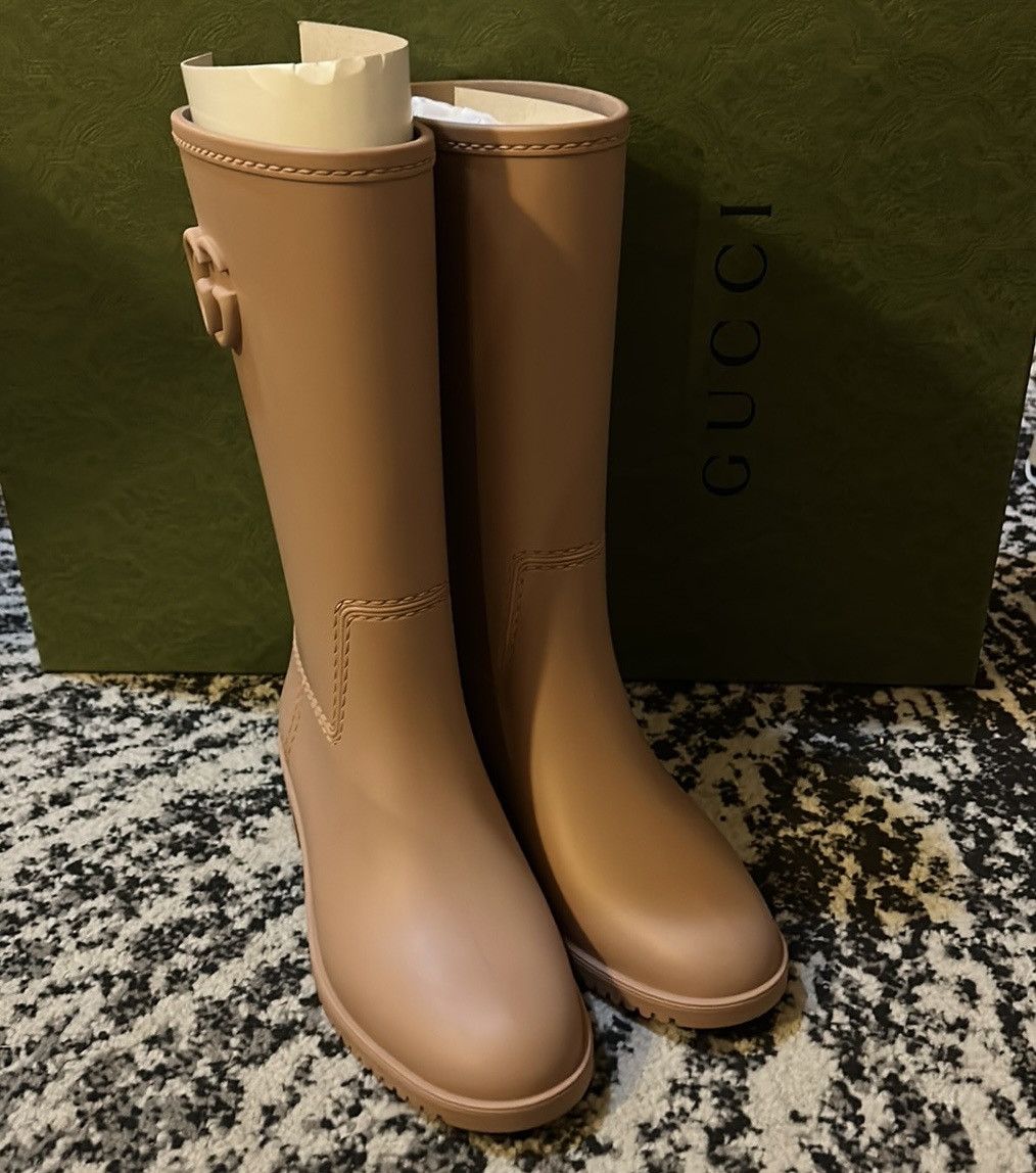 Gucci Gucci GG Knee High Rubber Boots size 35 Camel Size US 5 / IT 35 - 3 Thumbnail