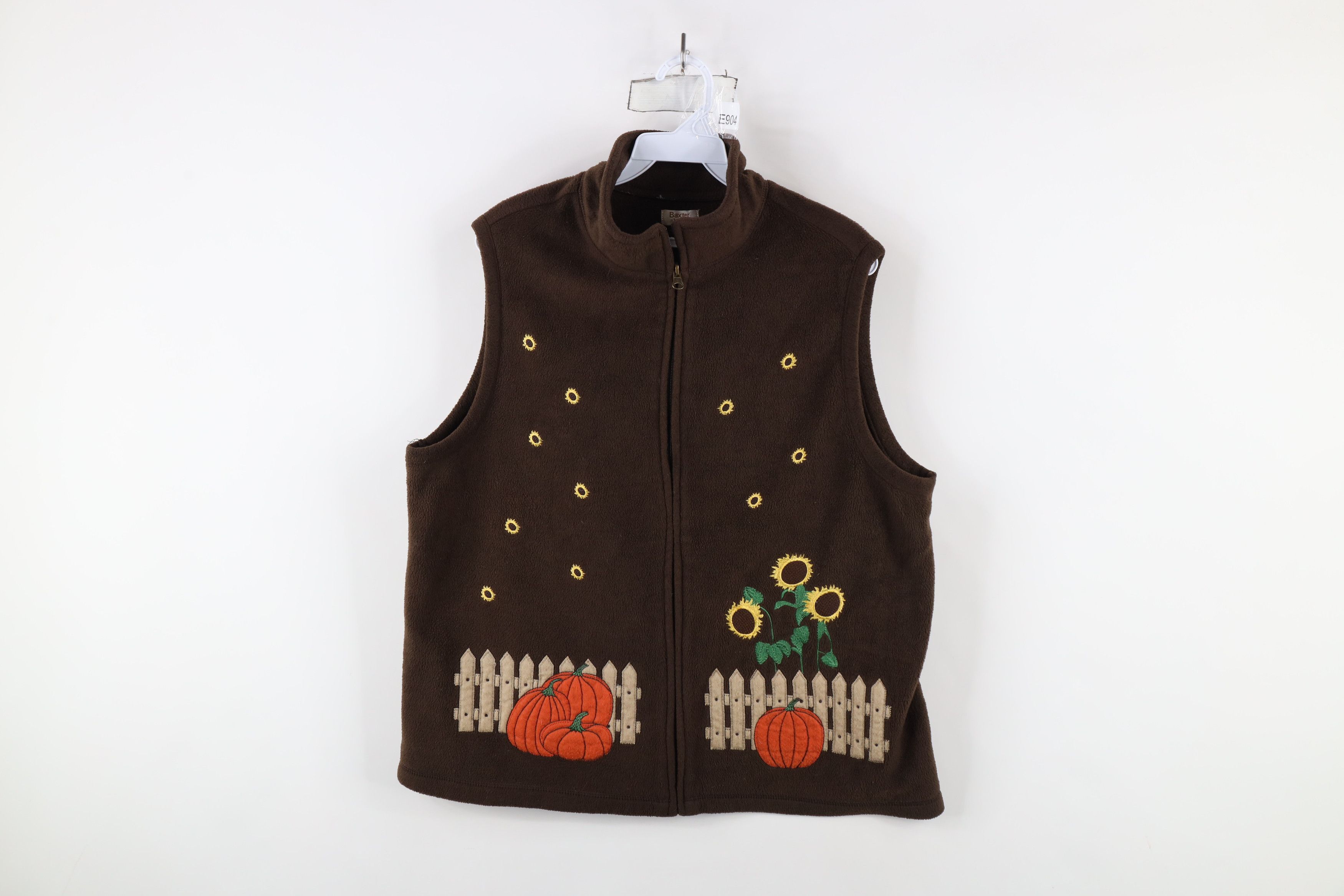 Vintage Vintage 90s Streetwear Pumpkin Full Zip Fleece Vest Jacket Size XL / US 12-14 / IT 48-50 - 1 Thumbnail