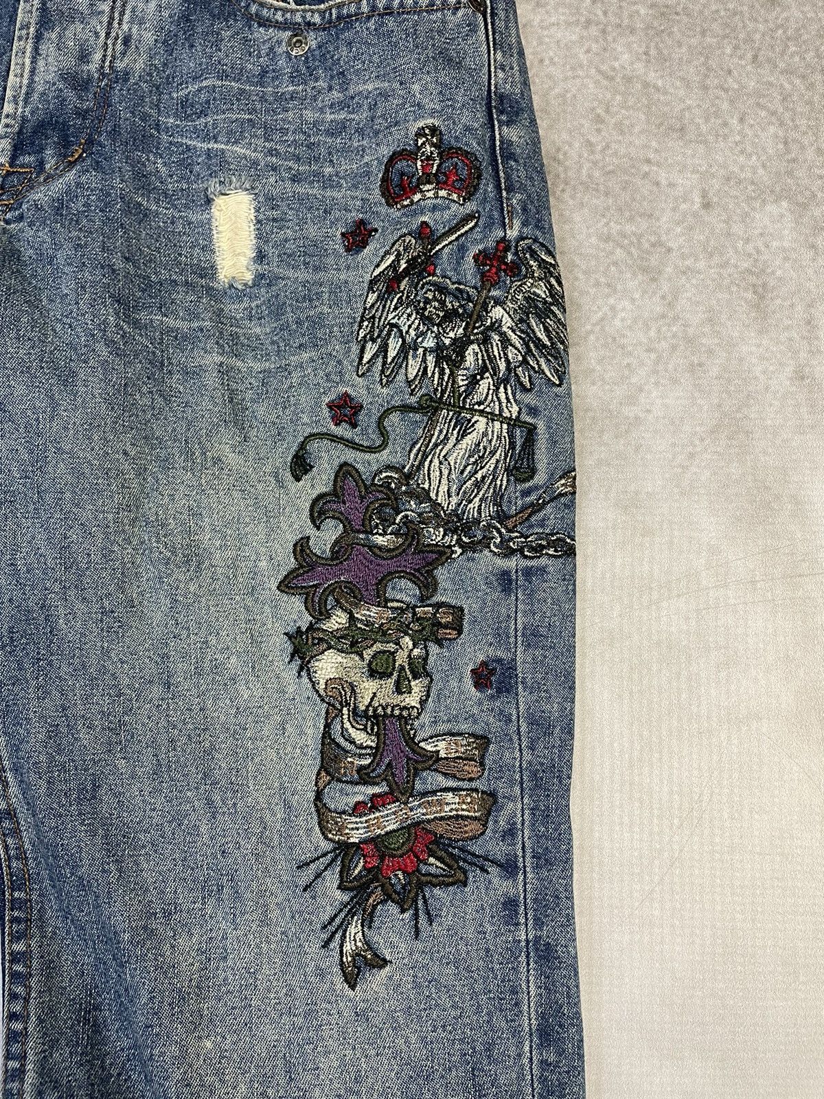 14th Addiction Custom Culture 🇯🇵 Flare 'Tattoo' Embroidered Jeans Size US 29 - 4 Thumbnail