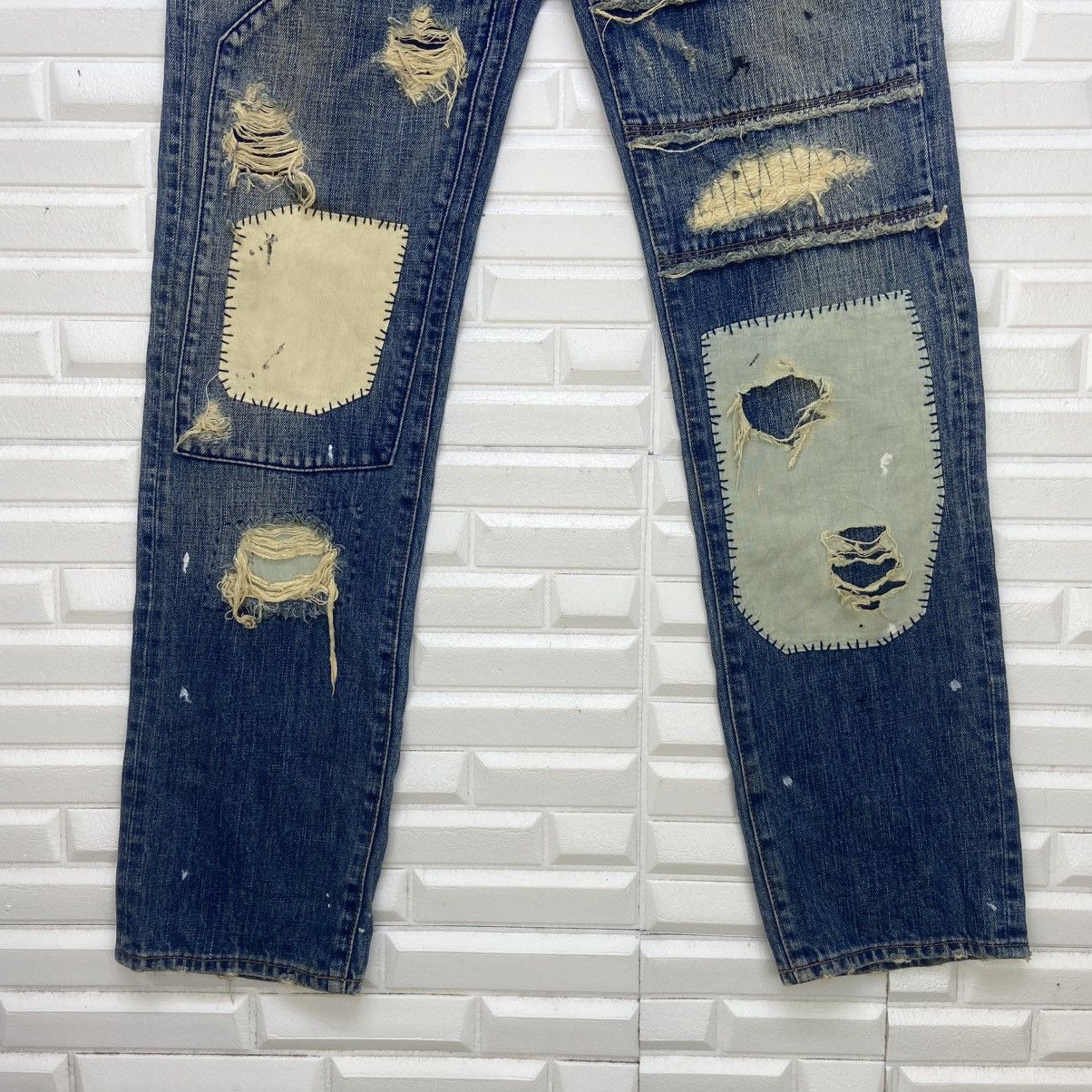 Japanese Brand Bonds & Peace Street Fashion Patchwork Distressed Denim Size US 30 / EU 46 - 5 Thumbnail