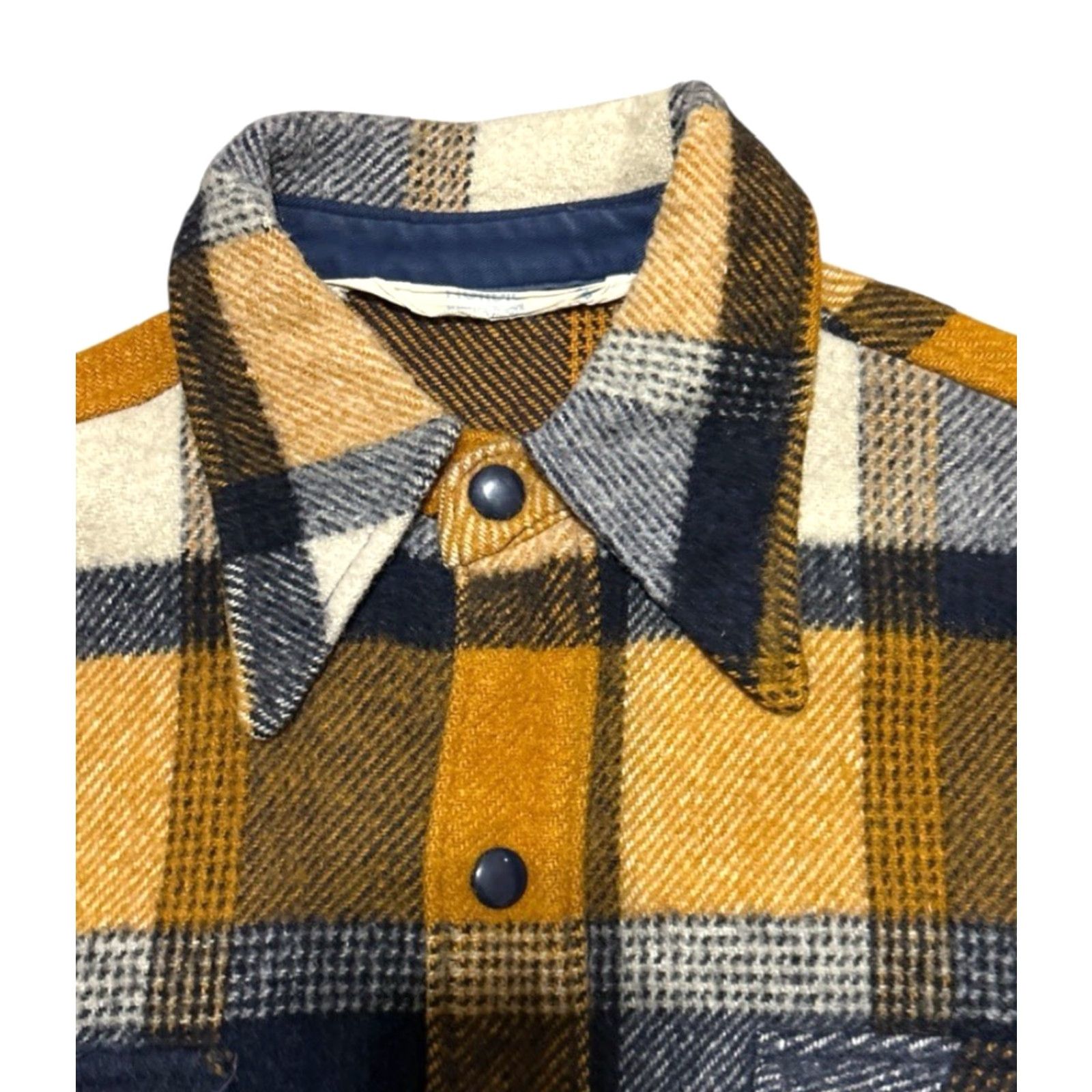 VINTAGE 1970s Wool Blend Plaid Over Shirt Men's Small Casual