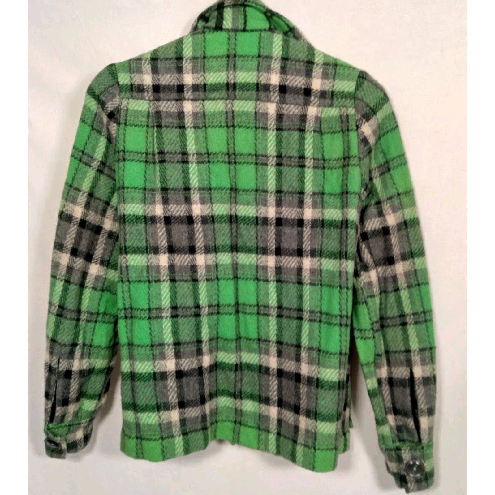 Vintage VINTAGE Women's Shirt Jacket Coat S Wool Blend Plaid 1950s 1960s Fall Winter Casual Size S / US 4 / IT 40 - 2 Thumbnail