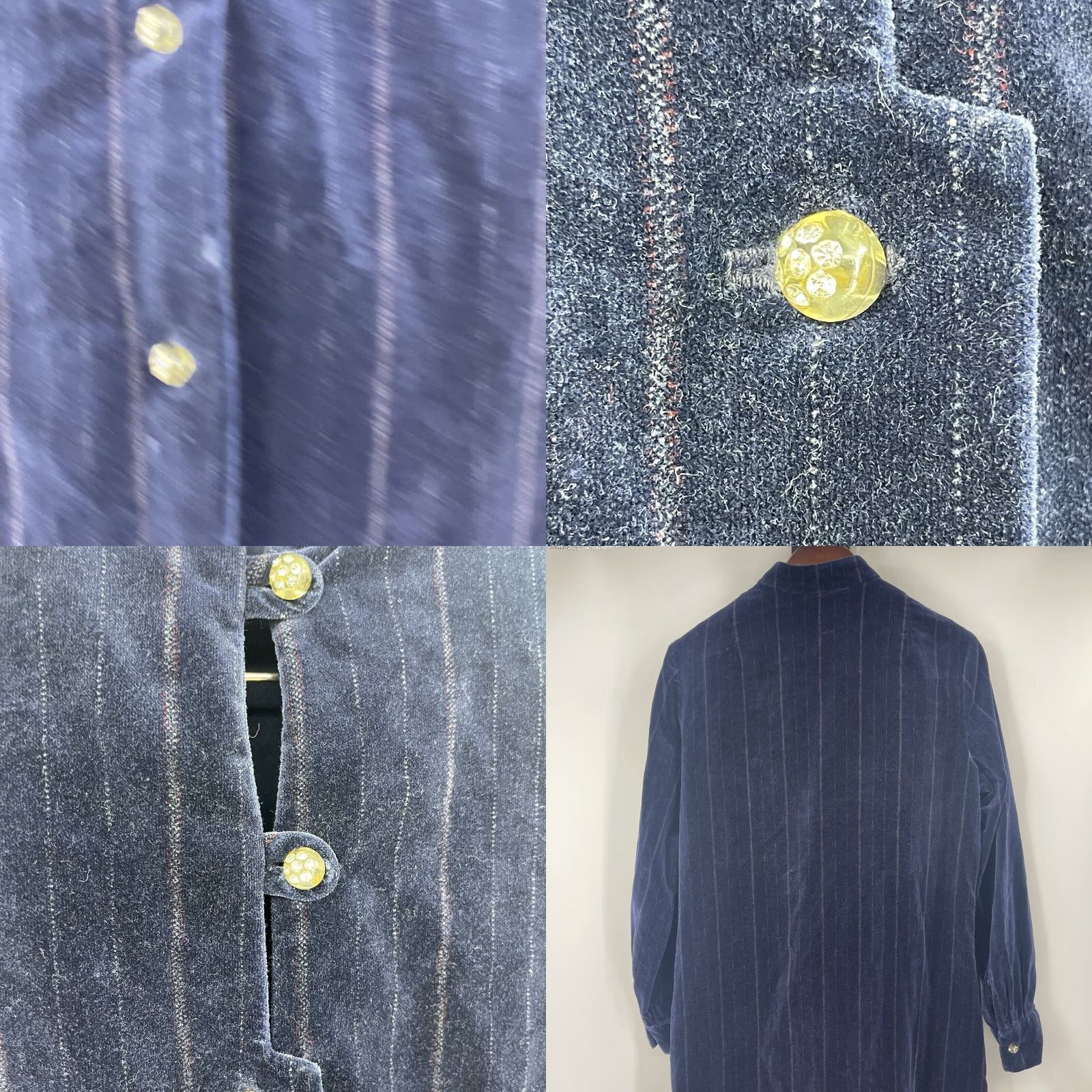 Velvet VINTAGE Kappi Dress Womens M Velvet Navy Blue Jeweled Lucite Buttons READ Dress Size M / US 6-8 / IT 42-44 - 8 Thumbnail