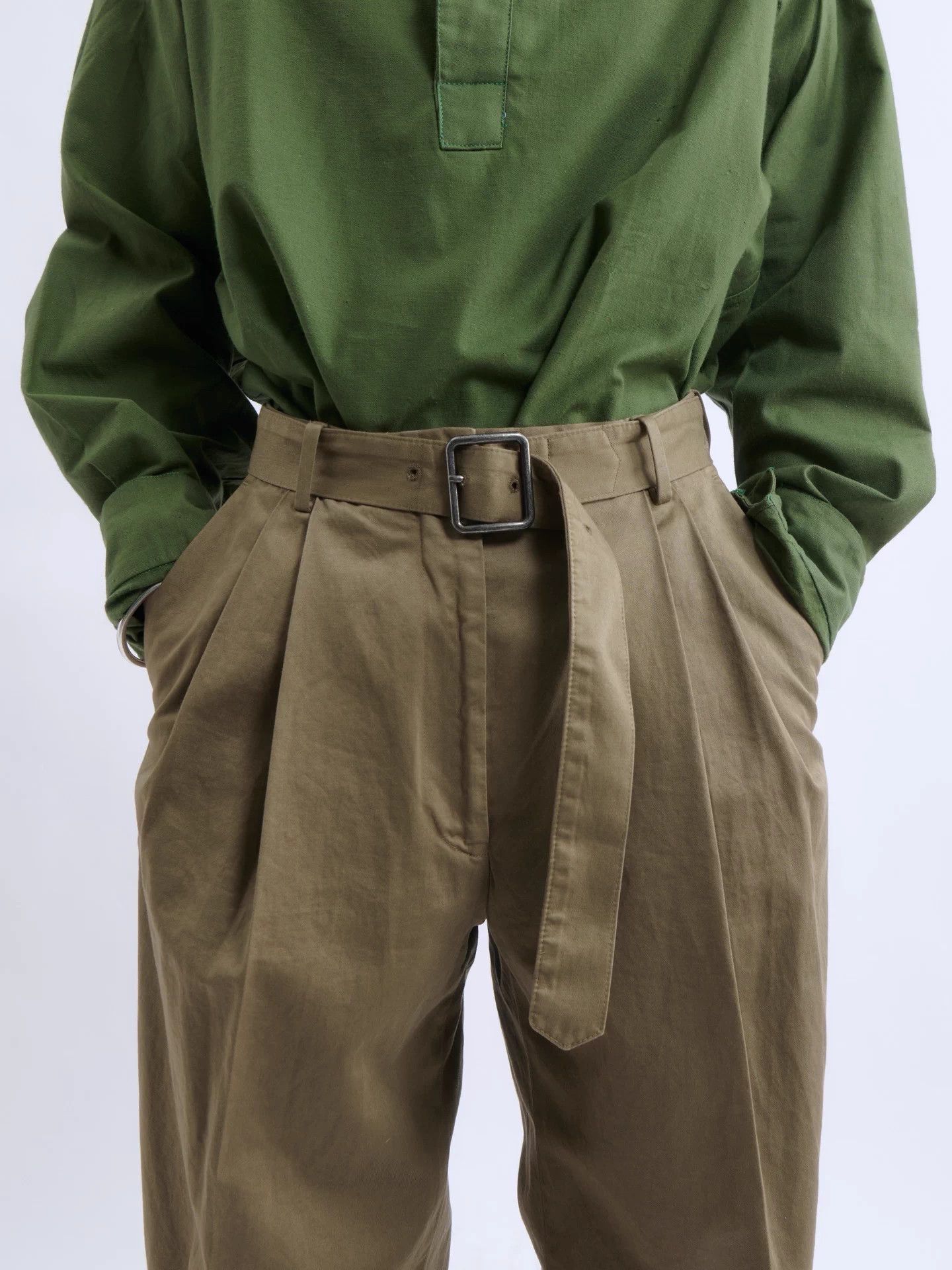 Dries Van Noten DRIES VAN NOTEN Khaki High-Waist Belted WideLeg Pants Size 25" / US 0 / IT 36 - 7 Thumbnail