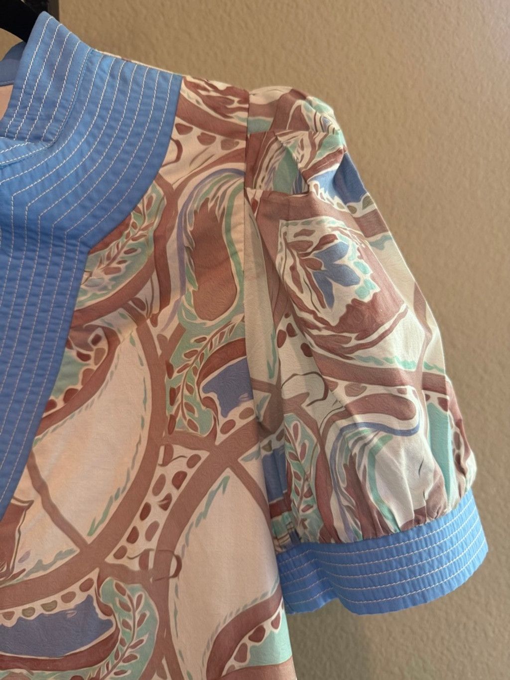 Other Entro Pattern Print Band Contrast Mini Dress in Mocha Multi Size S / US 4 / IT 40 - 5 Thumbnail