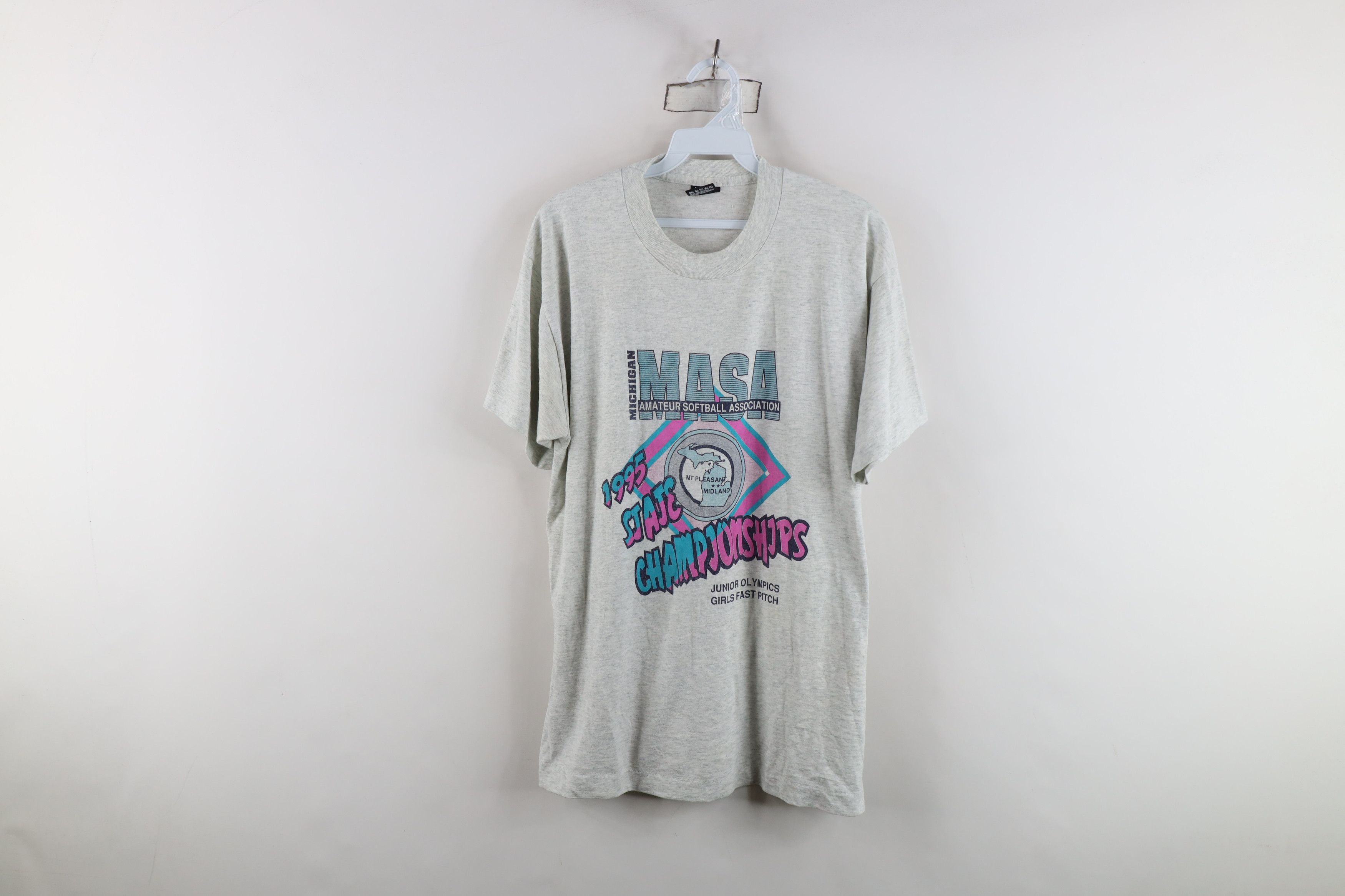 Vintage Vintage 90s MASA Michigan Amateur Softball T-Shirt USA Size L / US 10 / IT 46 - 1 Thumbnail