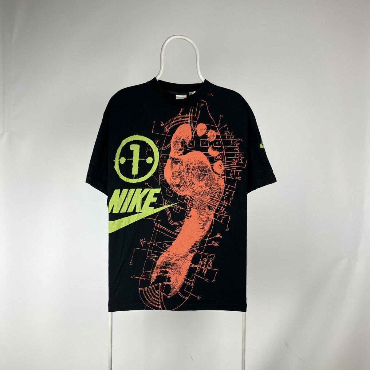 Nike Vintage 1990s Nike Europe Air Max Footprint Swoosh Tshirt Size US L / EU 52-54 / 3 - 1 Thumbnail
