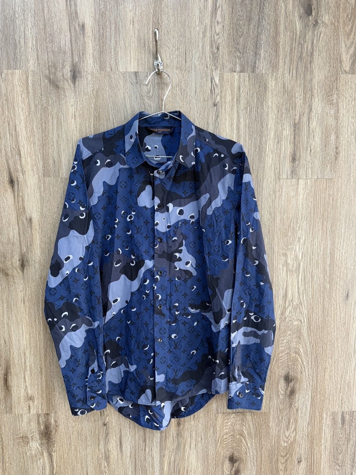 Louis Vuitton Louis Vuitton Blue Monogram Button Up Size US M / EU 48-50 / 2 - 1 Thumbnail