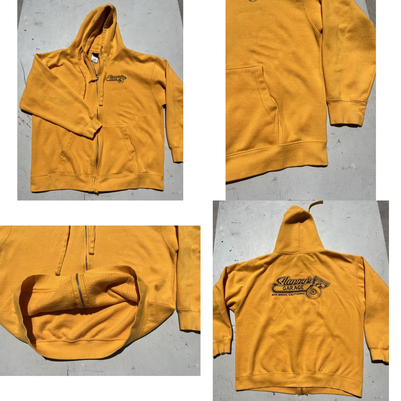Vintage Otto Hoodie Main Zip Slappy's Garage Yellow Skateboard San Diego 90s City Retro Half Pipe Mens L(Adult) Shirt? Size US L / EU 52-54 / 3 - 8 Thumbnail