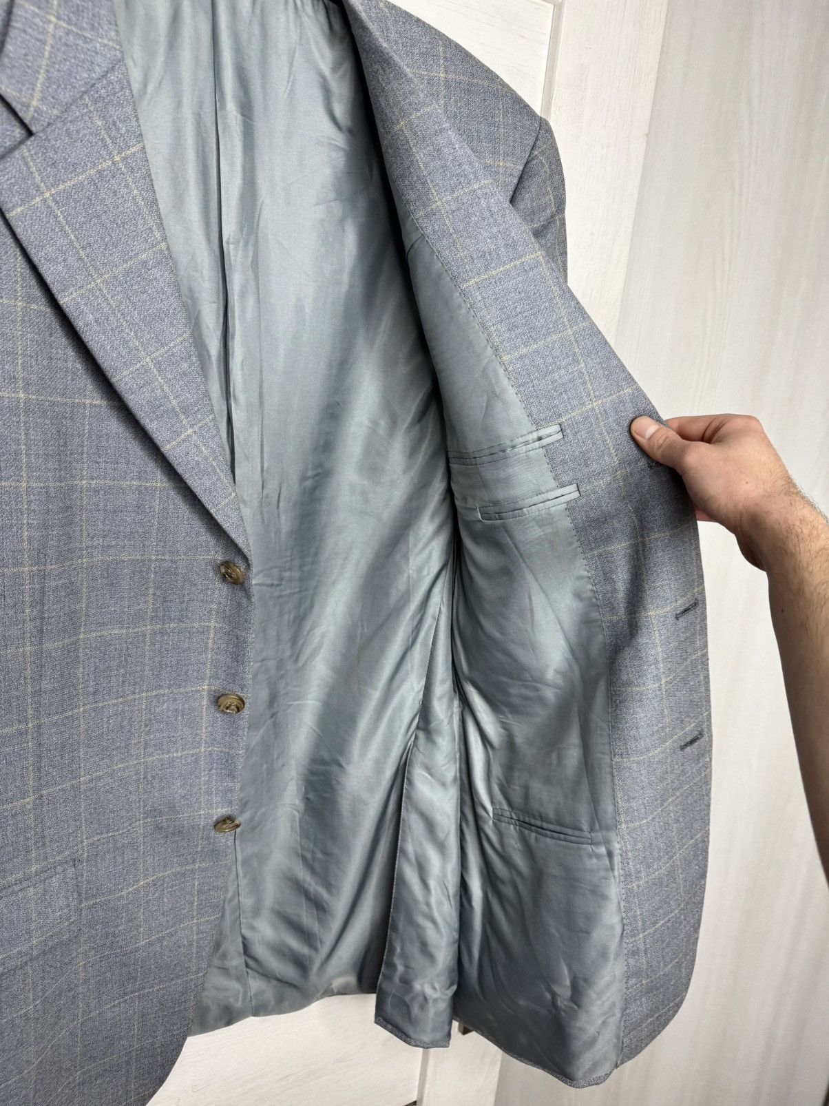 Corneliani Corneliani Linea Sartoria Handmade Gray Check Blazer 54L Size 54L - 7 Thumbnail