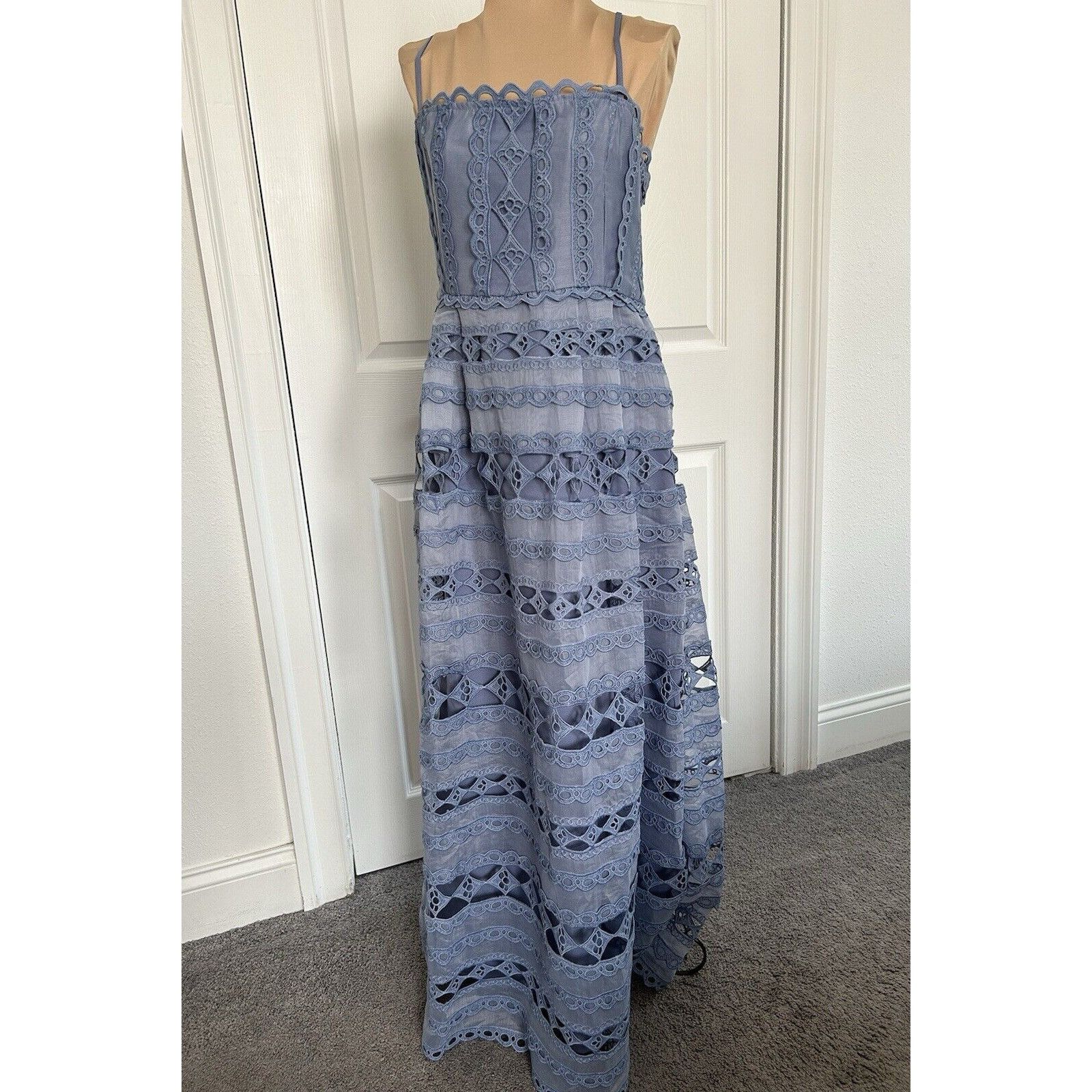 Other Endless Rose Combination Lace Spaghetti Strap Midi Dress Blu Size L / US 10 / IT 46 - 1 Thumbnail