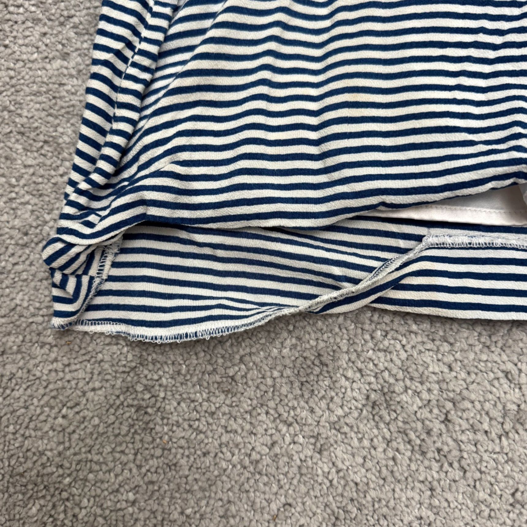 Bebe BeBe Womens Mini Dress Off Shoulder Puff Sleeve 4 Blue White Striped Stretch Size S / US 4 / IT 40 - 3 Thumbnail