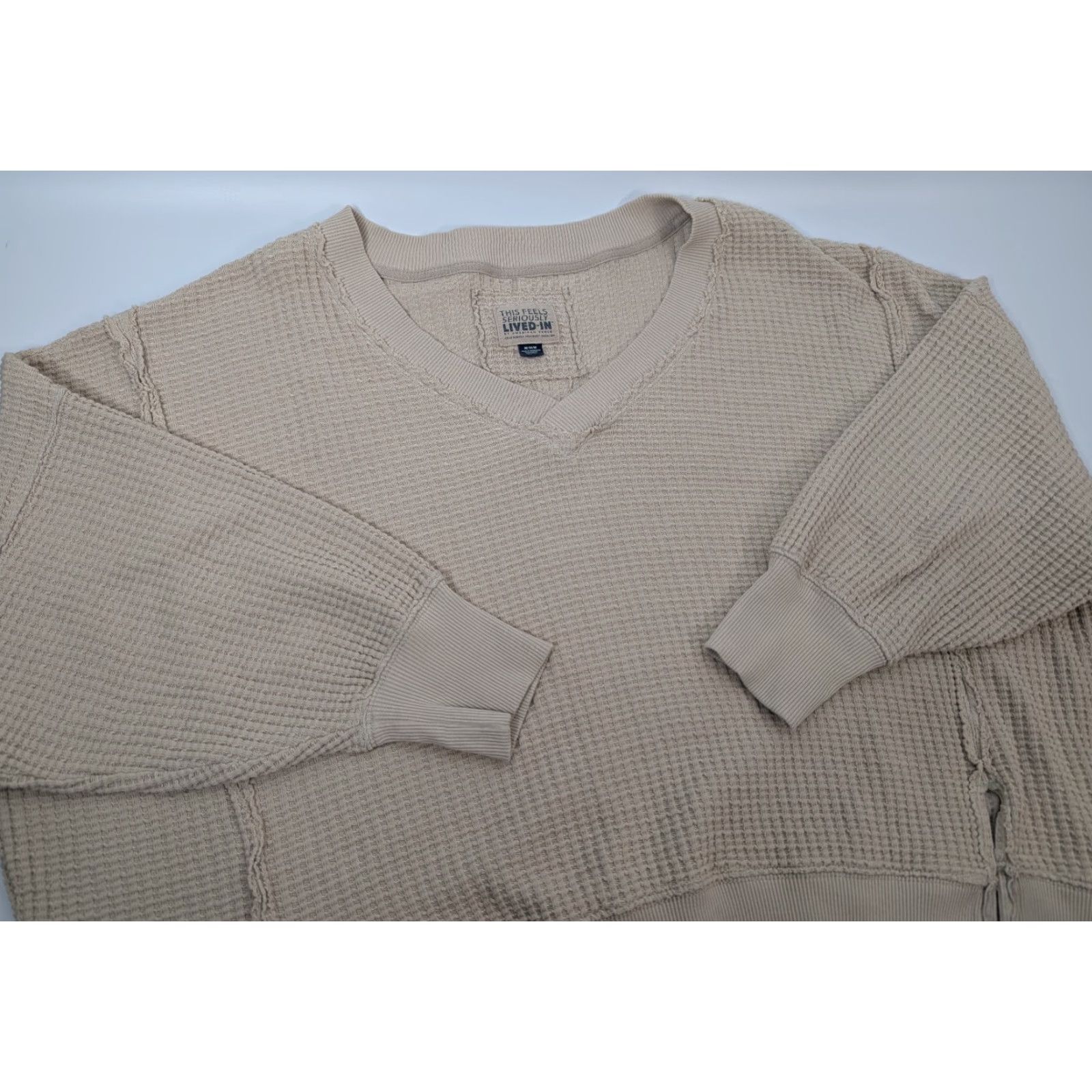 Vintage VINTAGE American Eagle Sweatshirt This Feels Seriously Lived-In Beige Women's M Slouchy Pullover Crew Neck Long Sleeve Size M / US 6-8 / IT 42-44 - 6 Thumbnail