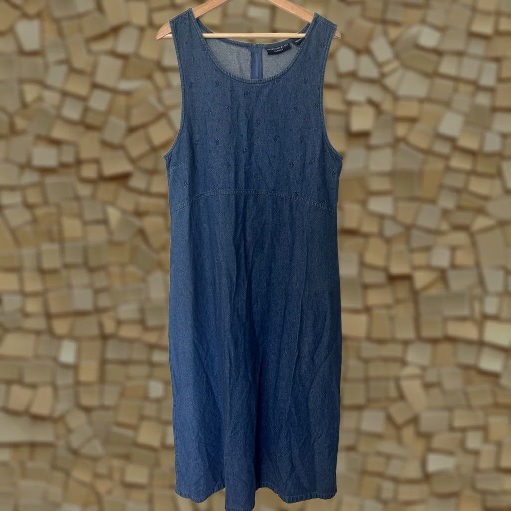 Denime Mountain Lake Casuals Denim Eyelet Embroidered Sleeveless Maxi Dress XL Blue Women Size XL / US 12-14 / IT 48-50 - 1 Thumbnail