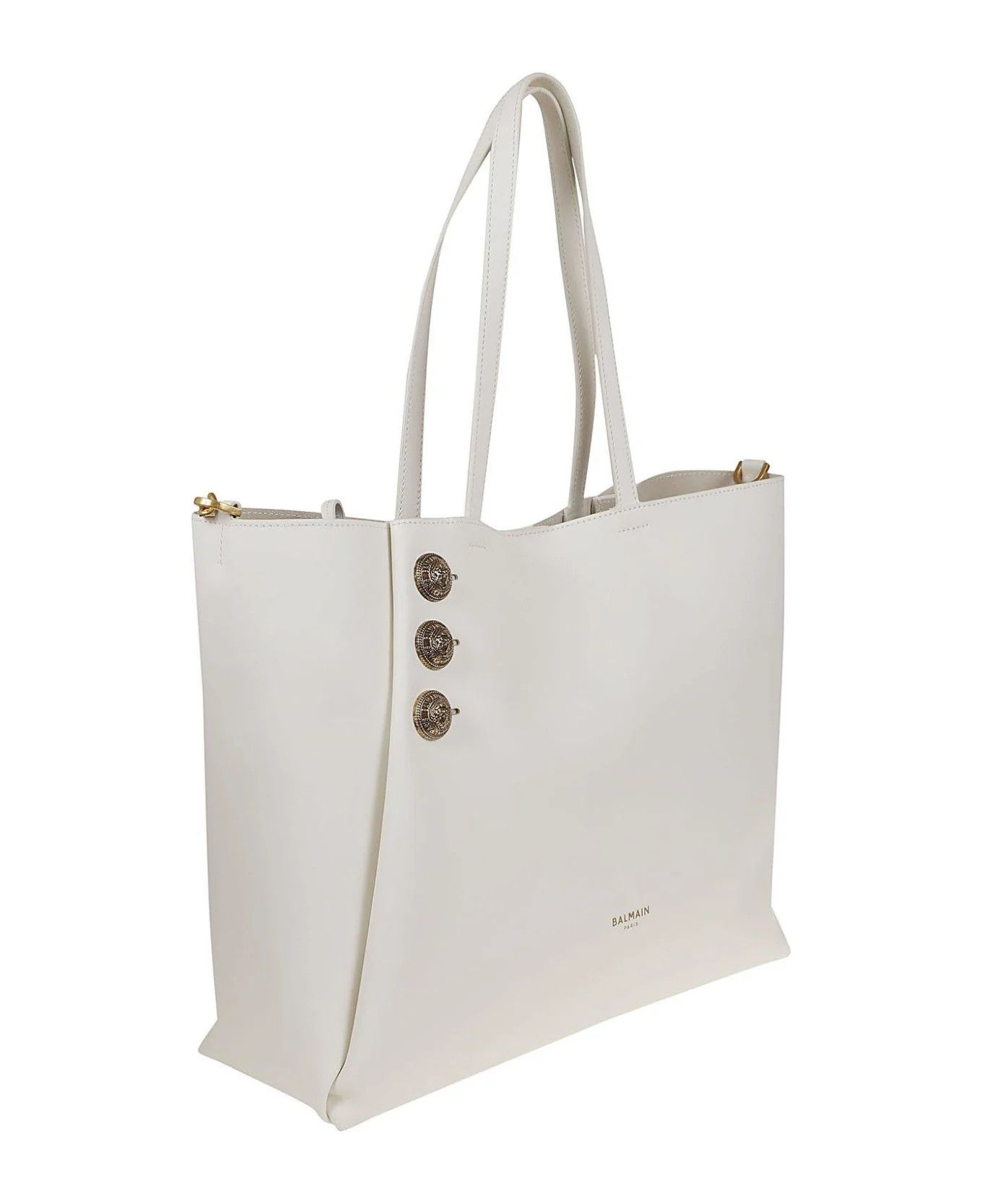 Balmain o1s1wg111225 Size:OS/Button Embellished Tote Bag in White Size ONE SIZE - 3 Thumbnail