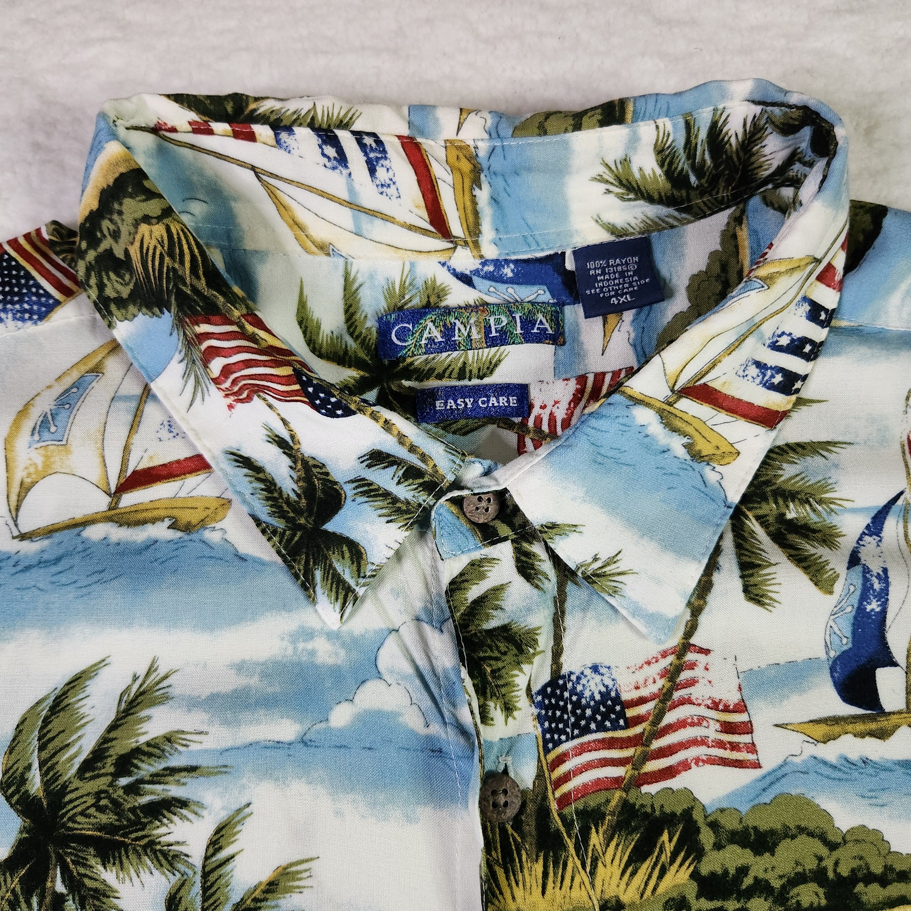 Campia Moda Campia Moda Hawaiian Shirt 4XL Tropical Island Short Sleeve Size US XXL / EU 58 / 5 - 2 Thumbnail