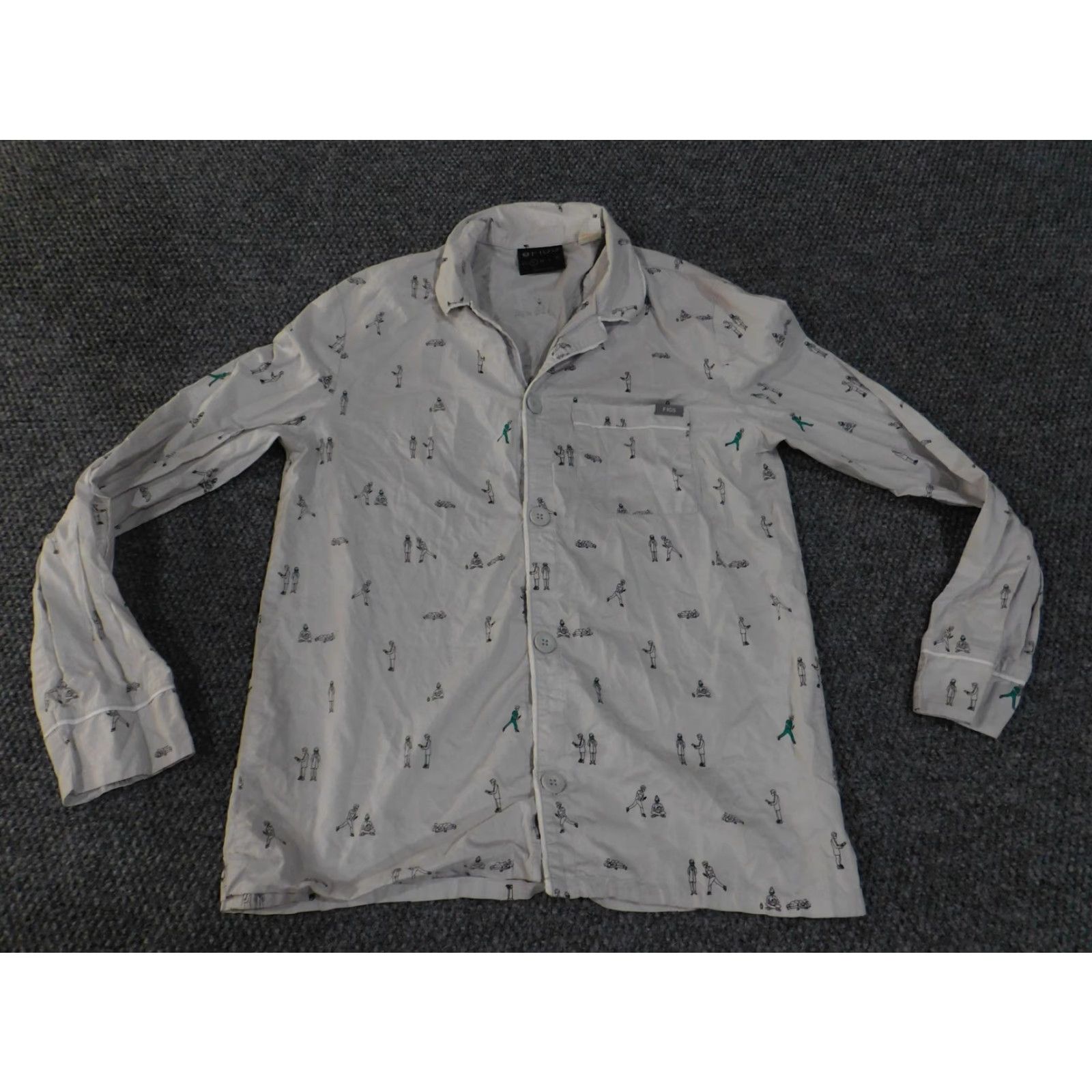 Vintage Figs Shirt Mens Small White Doctor Print Long Sleeve Button Up Medical Top Size US S / EU 44-46 / 1 - 4 Thumbnail
