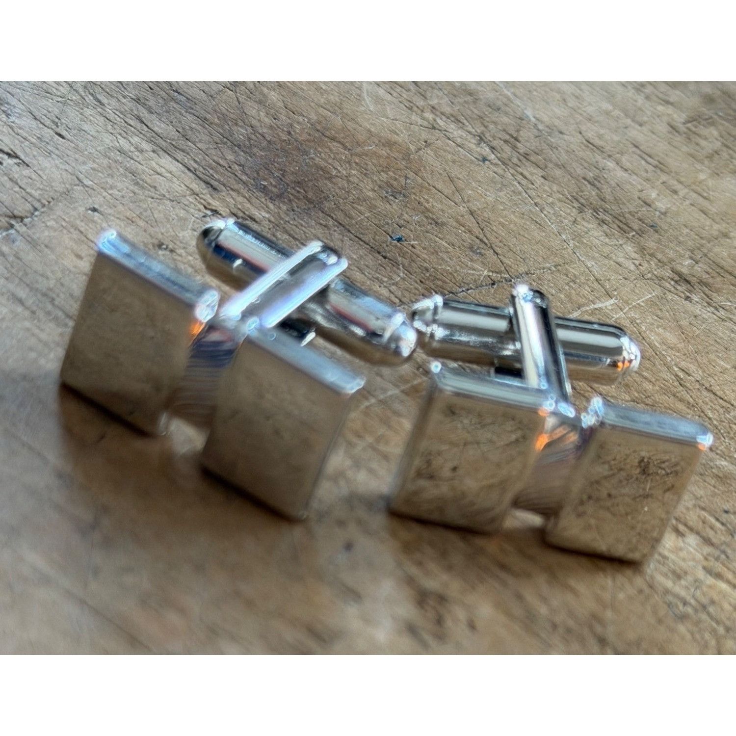 Other Silver Square Cufflinks With Ribbed Detail In Gift Box Size ONE SIZE - 1 Thumbnail