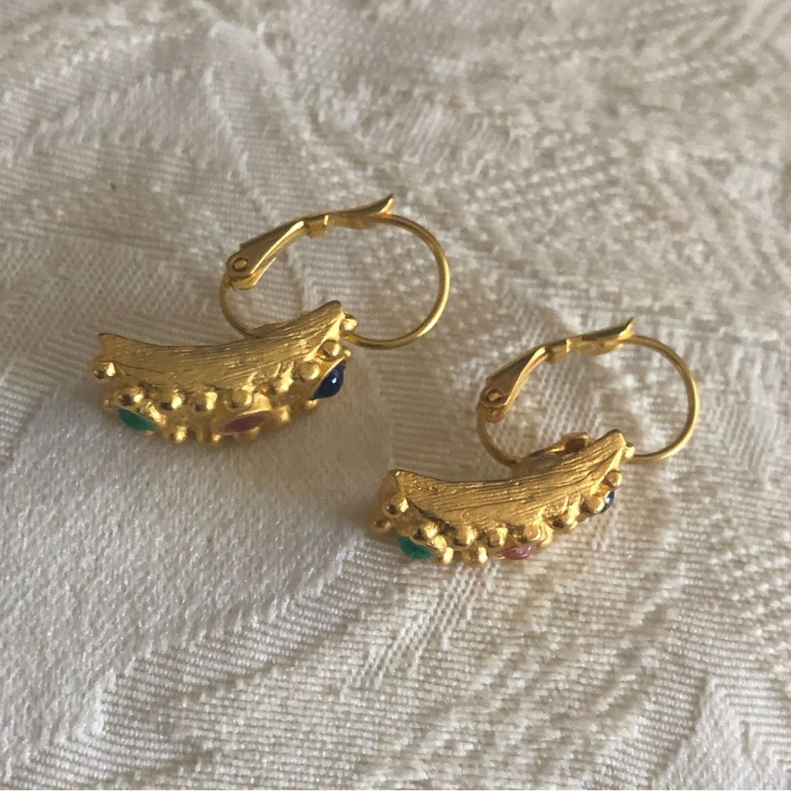 Vintage Vintage regal look triple cabochon stone lever back earrings Size ONE SIZE - 2 Thumbnail