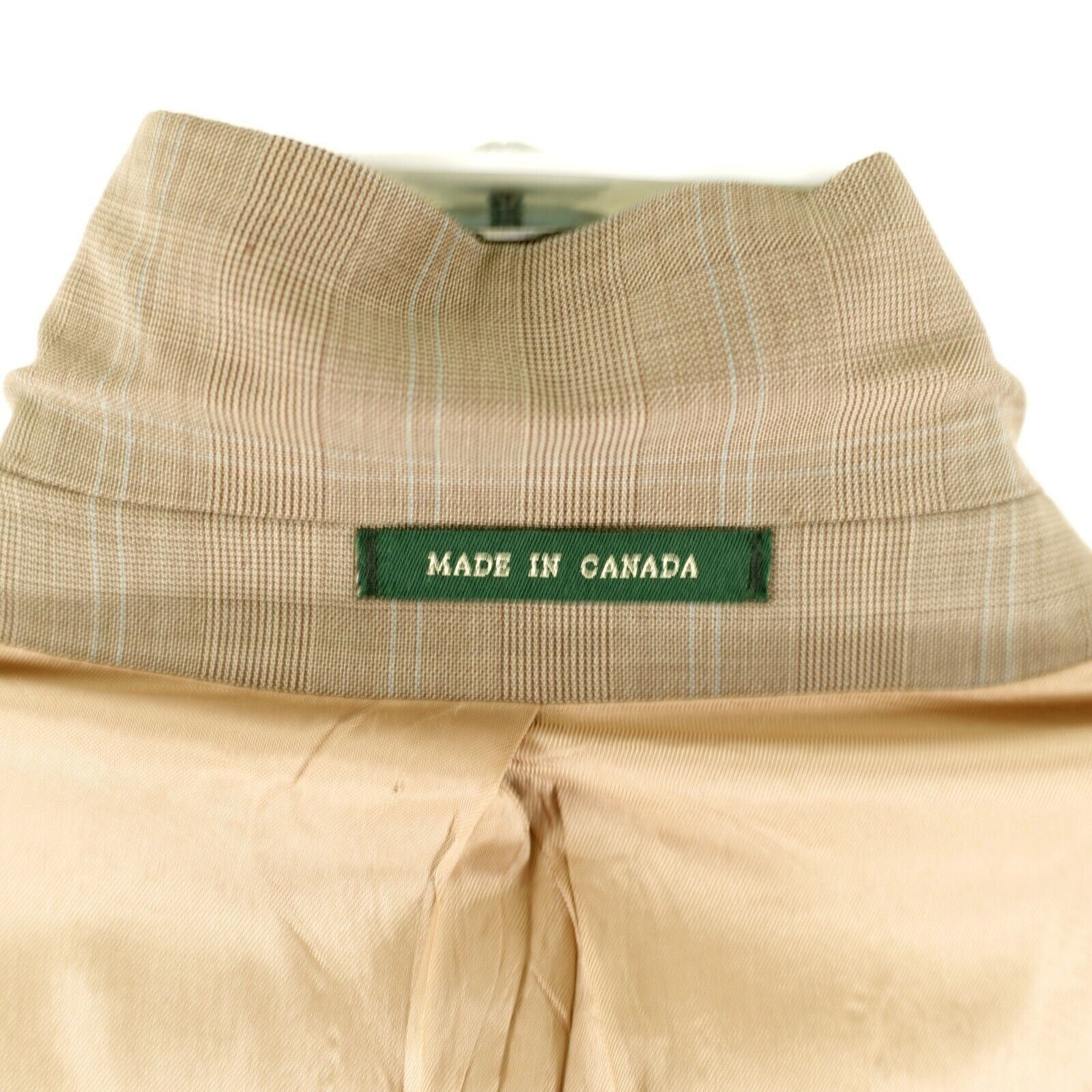 Ralph Lauren DAMAGED Lauren Ralph Lauren Wool Tan Plaid W/ Blue Windowpan Size 40L - 14 Thumbnail