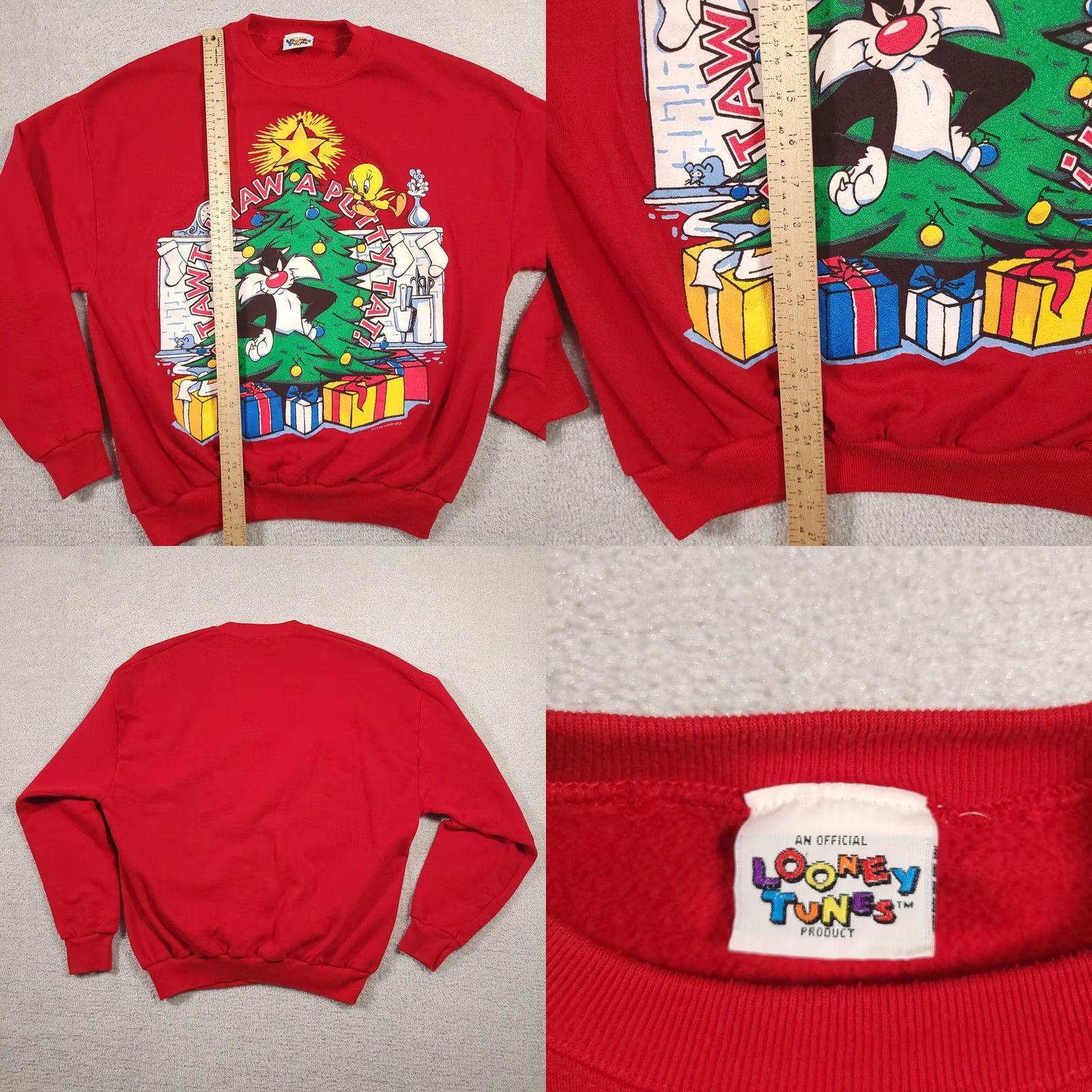 Vintage VINTAGE 1995 Looney Tunes Christmas Tweety Sylvester Red Crewneck Sweatshirt Large Unisex Adults Sweater Graphic Print Size US L / EU 52-54 / 3 - 8 Thumbnail