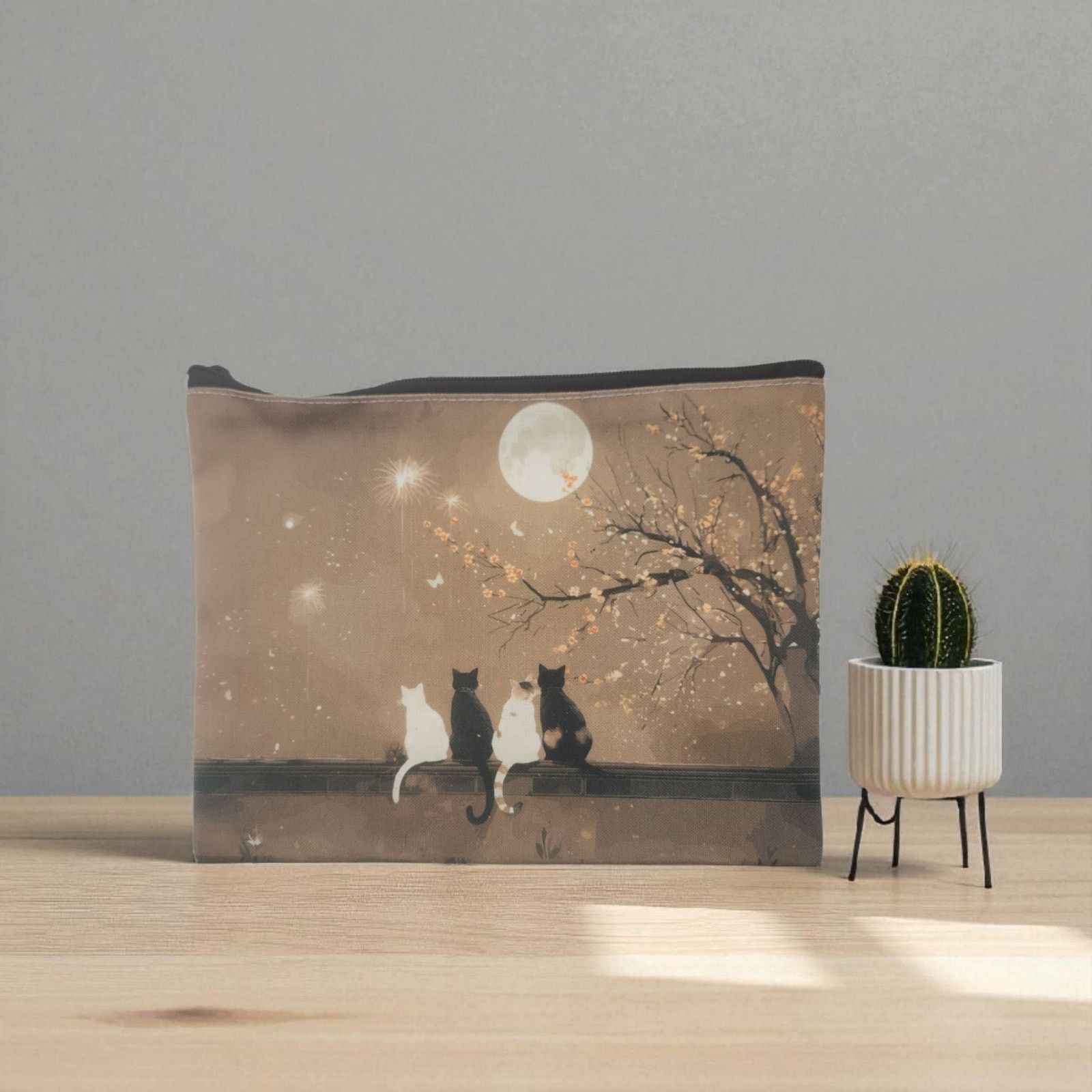 Other Moonlight Cats Cosmetic Bag Cherry Blossom Makeup Pouch Size ONE SIZE - 1 Thumbnail