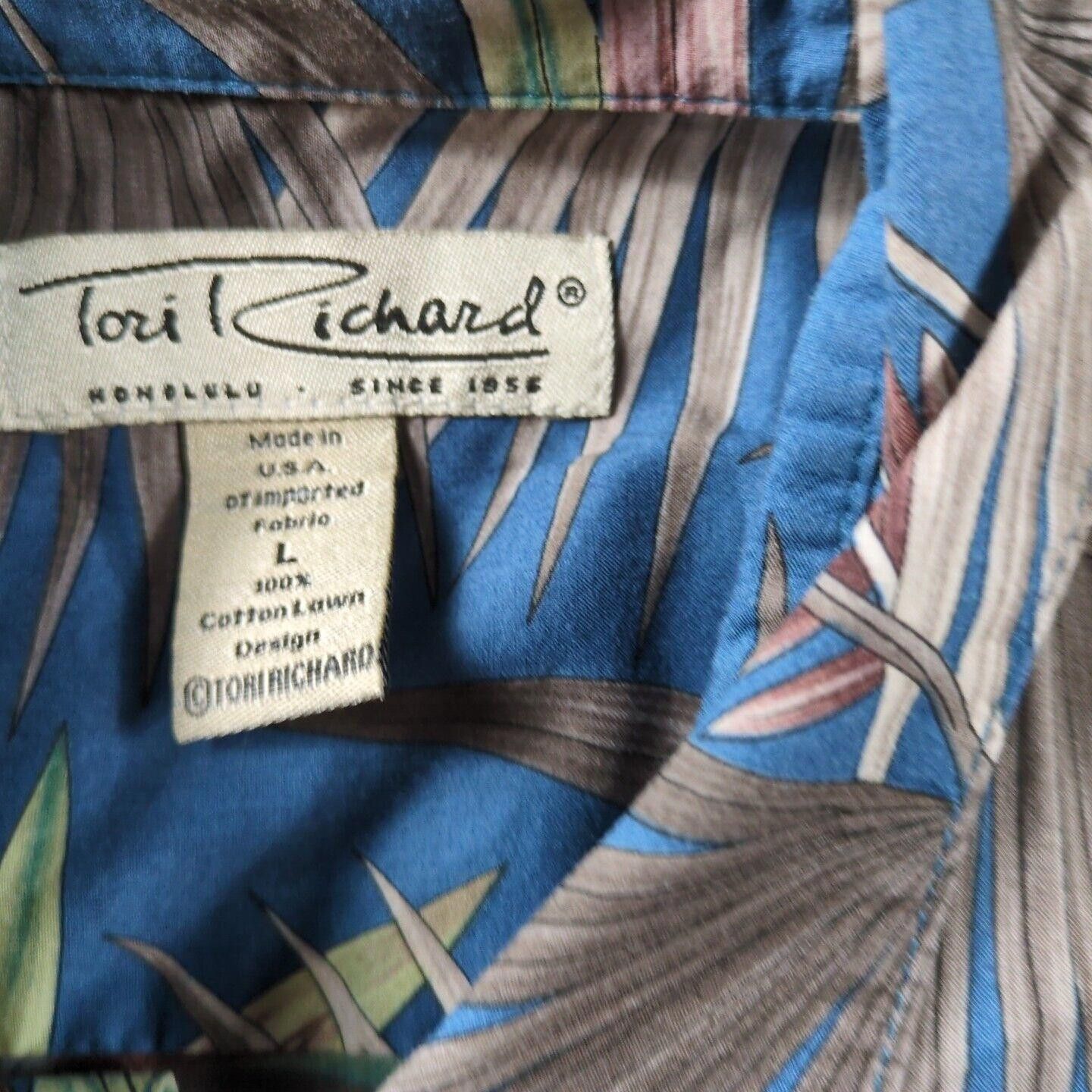 Tori Richard VTG Tori Richard Men Hawaiian Shirt L Blue Leaf Cotton Lawn Size US L / EU 52-54 / 3 - 2 Thumbnail