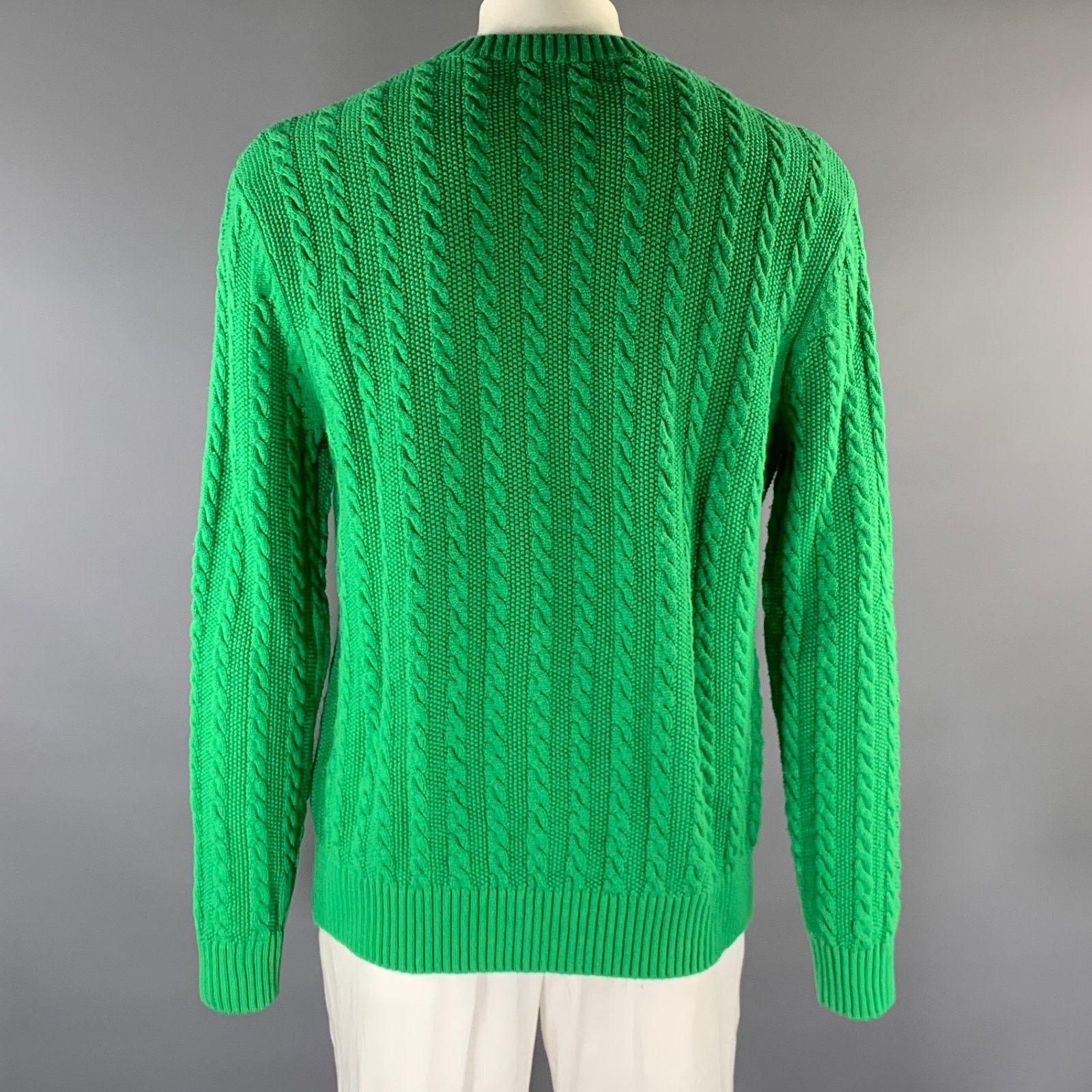 De Fursac FURSAC Size XL Green Knit Wool Blend Cable Knit Sweater Size US XL / EU 56 / 4 - 3 Thumbnail