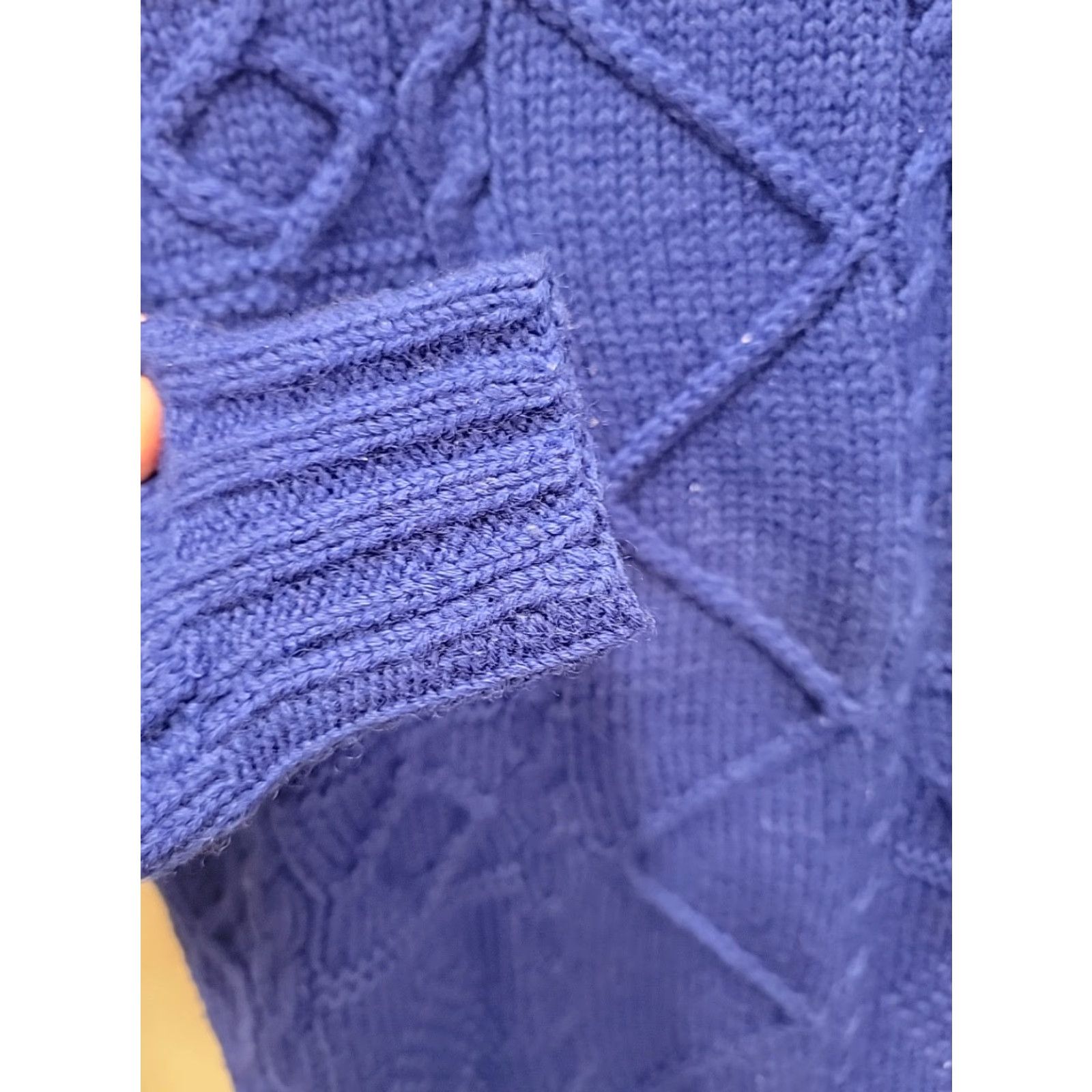 Polo Ralph Lauren VINTAGE Polo Ralph Lauren Sweater Womens Size M Blue Cable Knit Mockneck Pullover Wool Long Sleeve Raglan Knit Size M / US 6-8 / IT 42-44 - 3 Thumbnail
