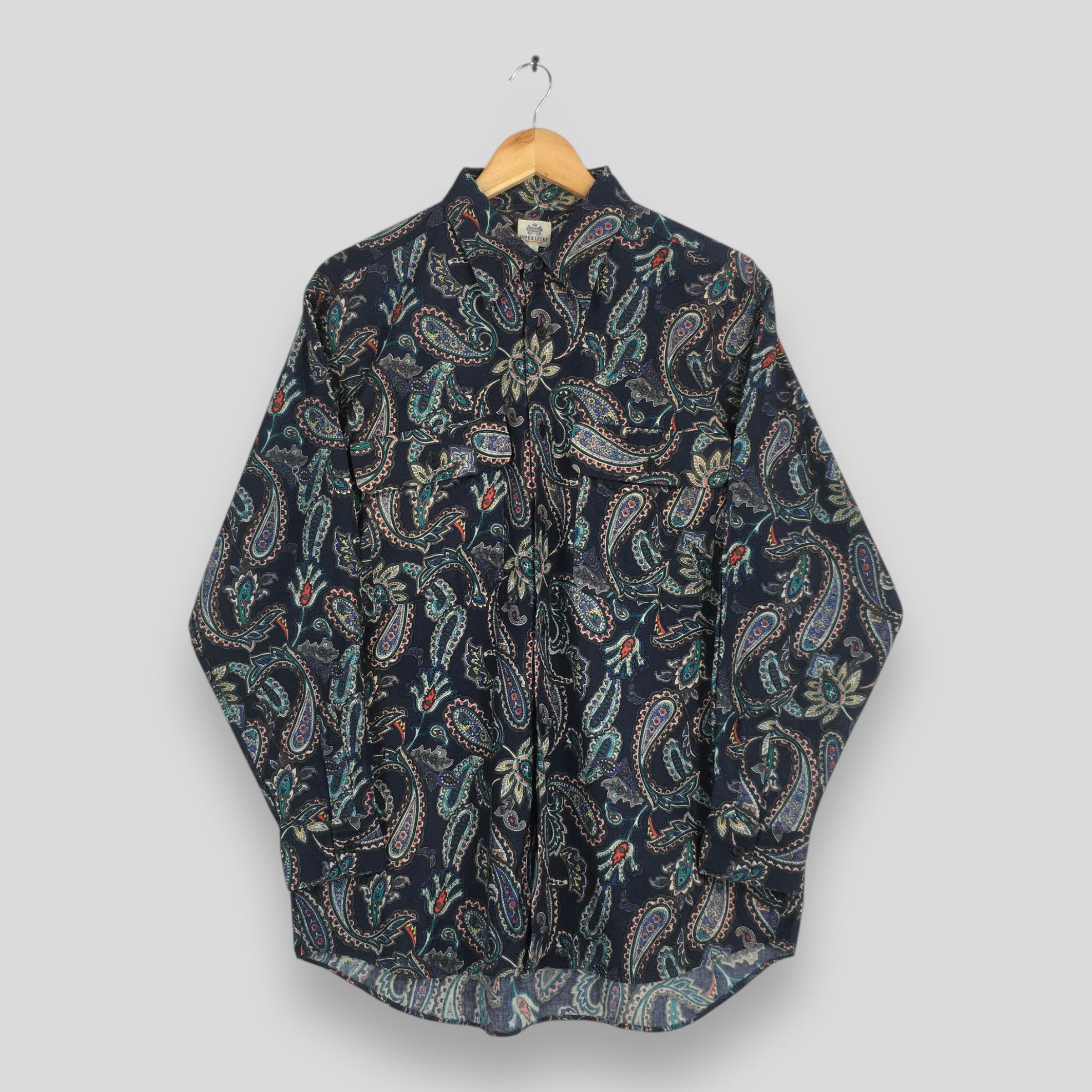 Vintage Vintage Paisley Floral Pattern Blue Shirt Large Size US L / EU 52-54 / 3 - 1 Thumbnail