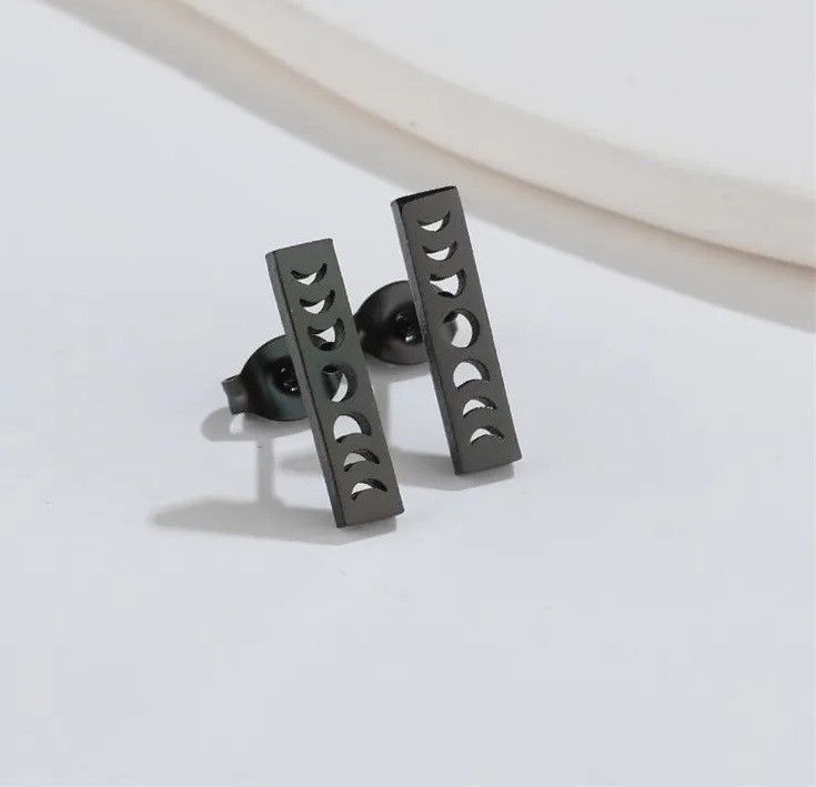 Jewelry Moon Phase Mini Stud Earrings Charm Earring Gift Size ONE SIZE - 1 Preview